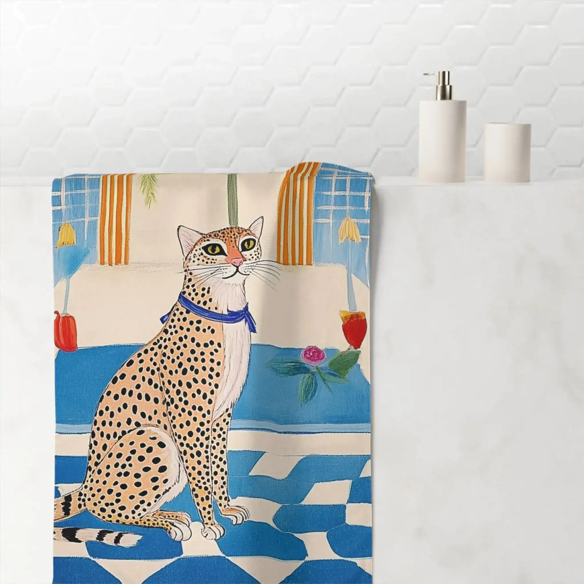 Whimsical Leopard in Vibrant Room Bath Towel - Image 4