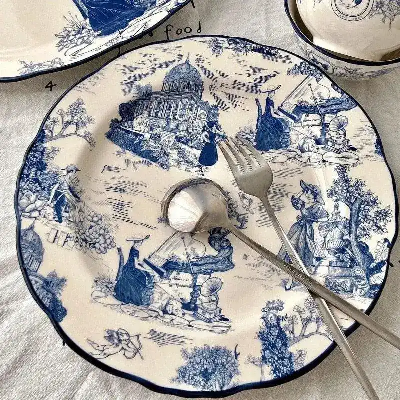 White and Blue Euro Chinoiserie Dinner Plate - Image 2