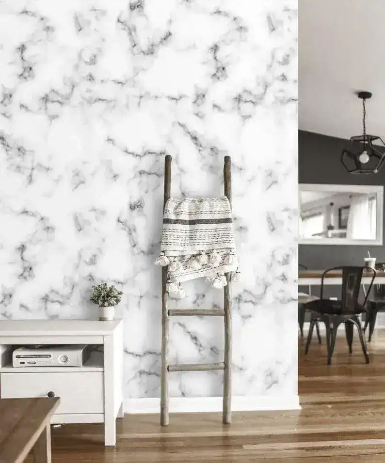 White and Gray Abstract Art Marble Wallpaper Mural - Image 4