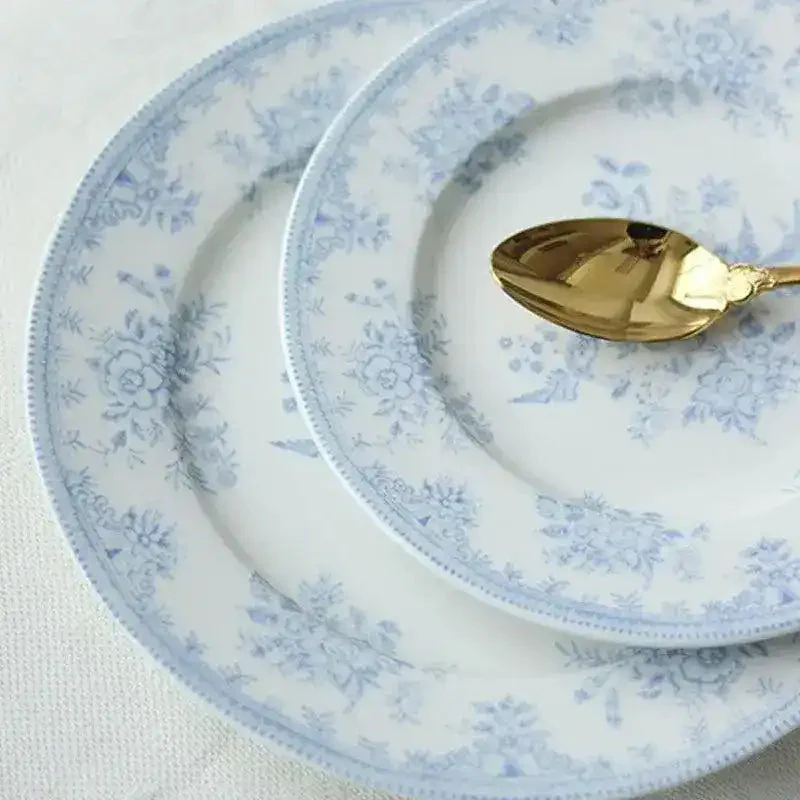 White and Sky Blue Peony Flower Tableware - Image 6