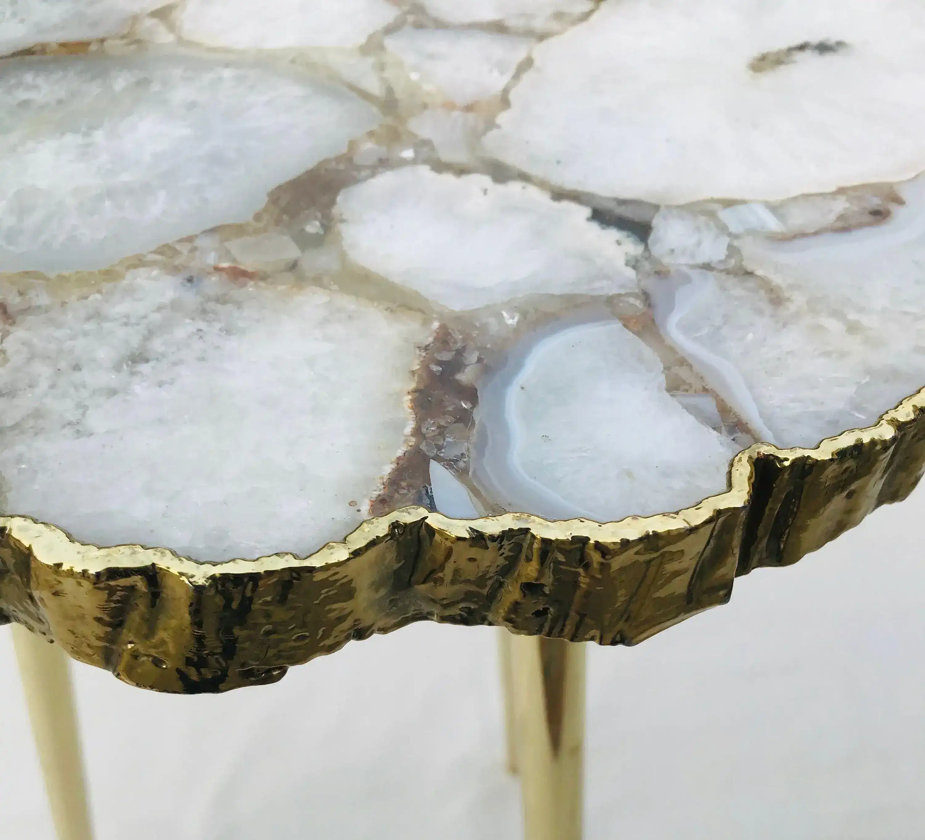 White Crystal Agate Organic Edge Accent Table - Image 3