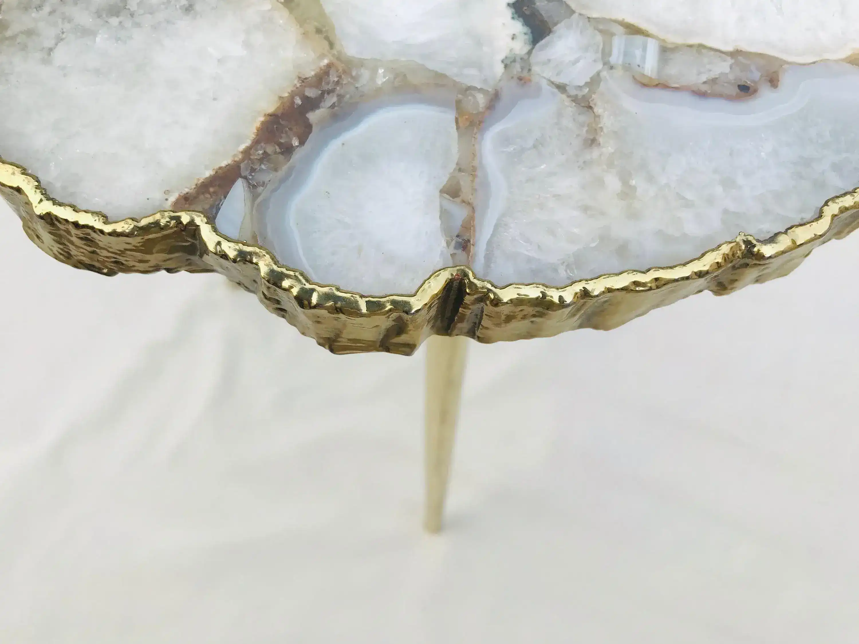 White Crystal Agate Organic Edge Accent Table - Image 5