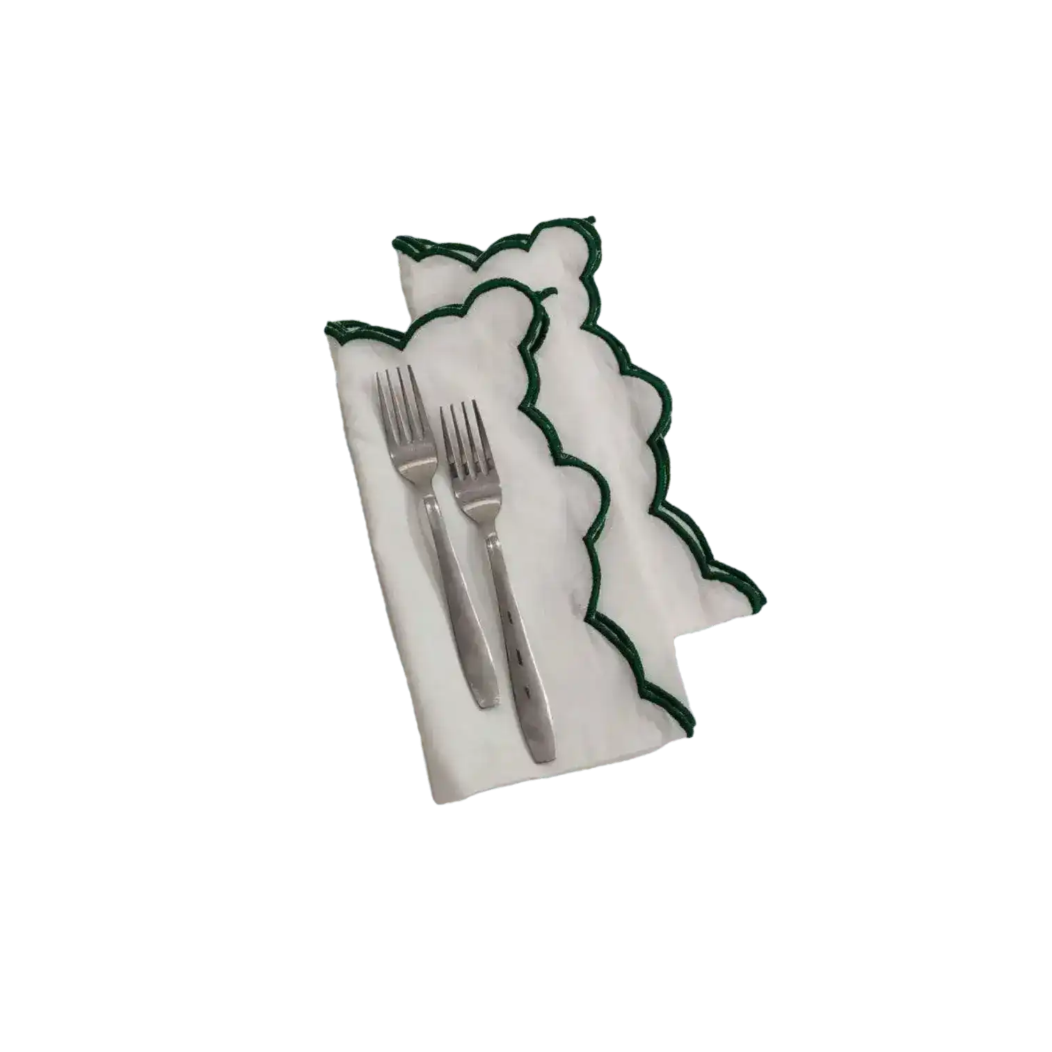 White Linen Zig Zag Embroidered Napkins Set - Image 3