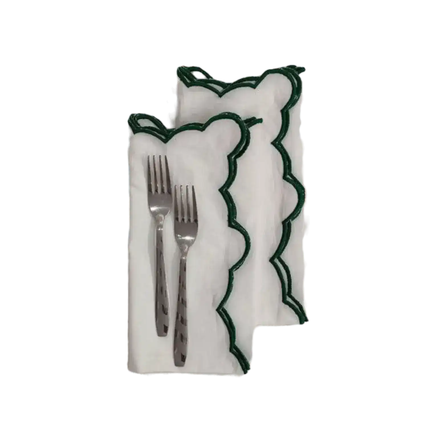 White Linen Zig Zag Embroidered Napkins Set - Image 4