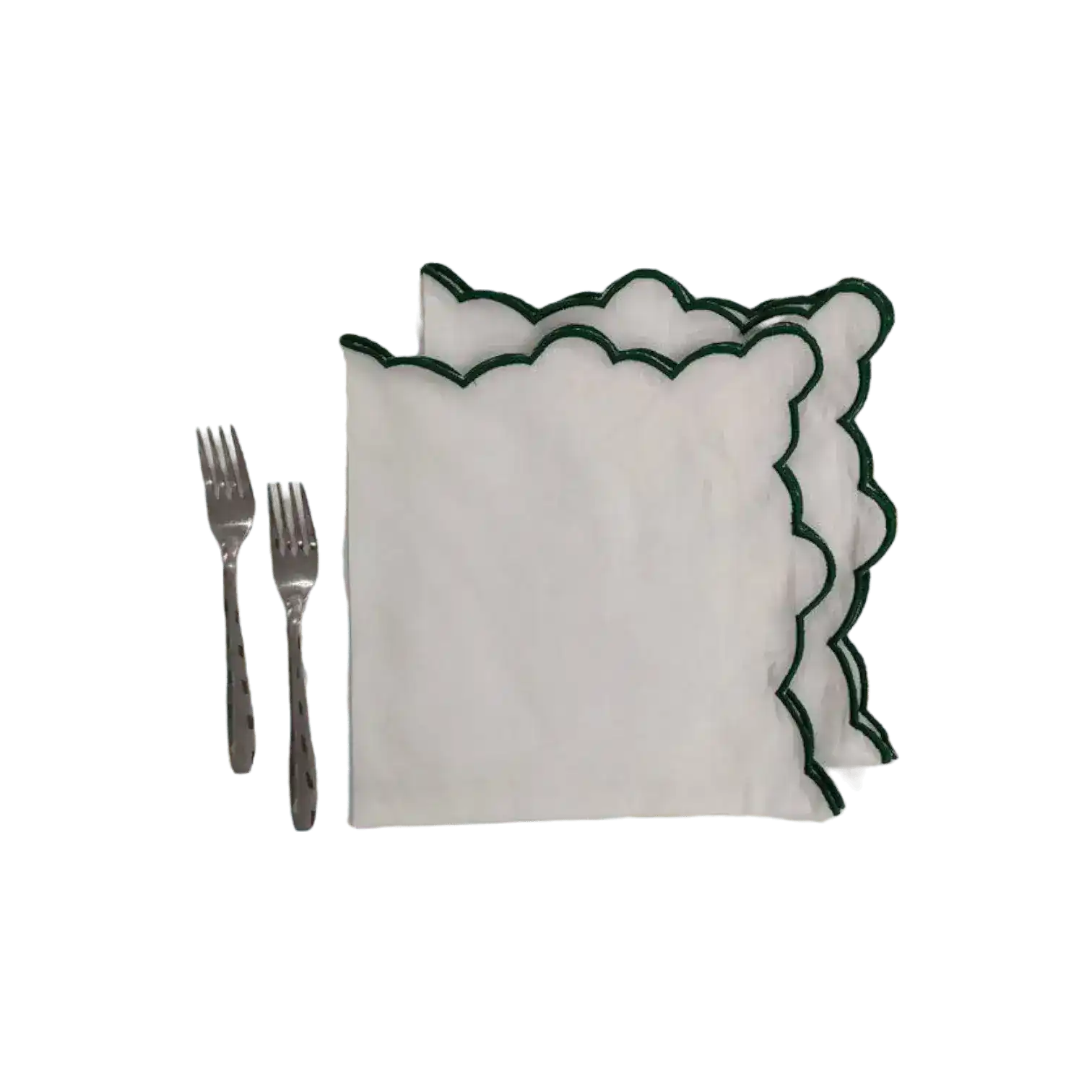 White Linen Zig Zag Embroidered Napkins Set - Image 5