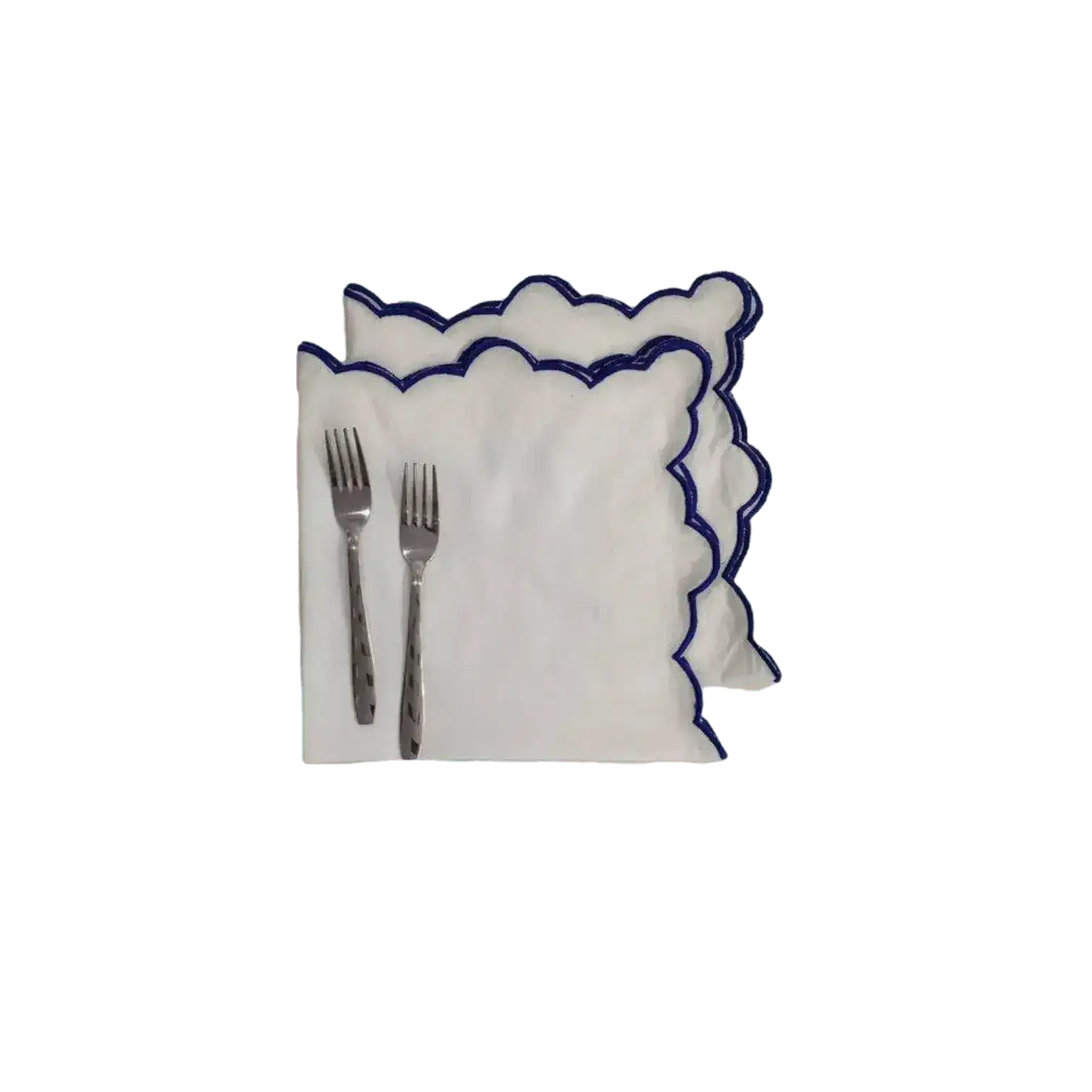 White Linen Zig Zag Embroidered Napkins Set - Image 6