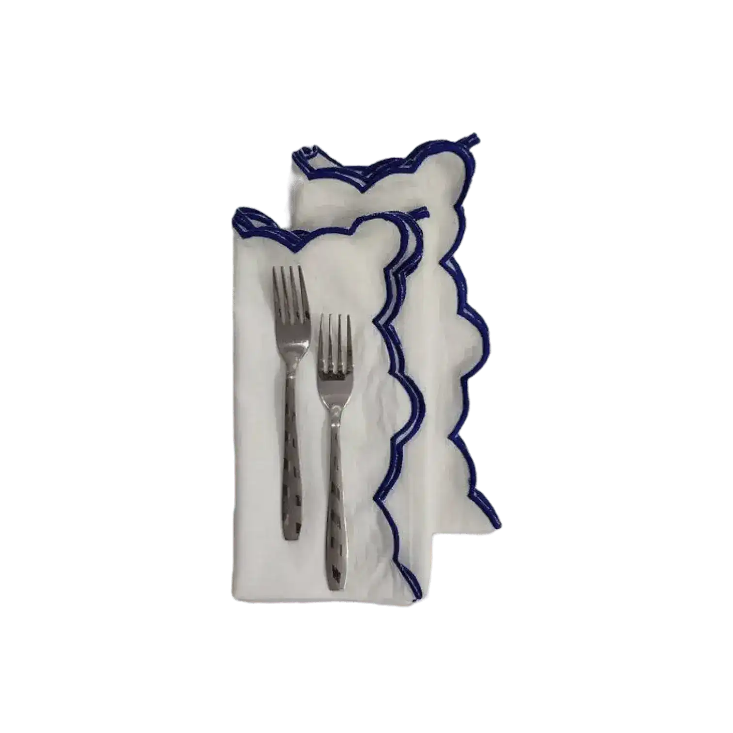 White Linen Zig Zag Embroidered Napkins Set - Image 7