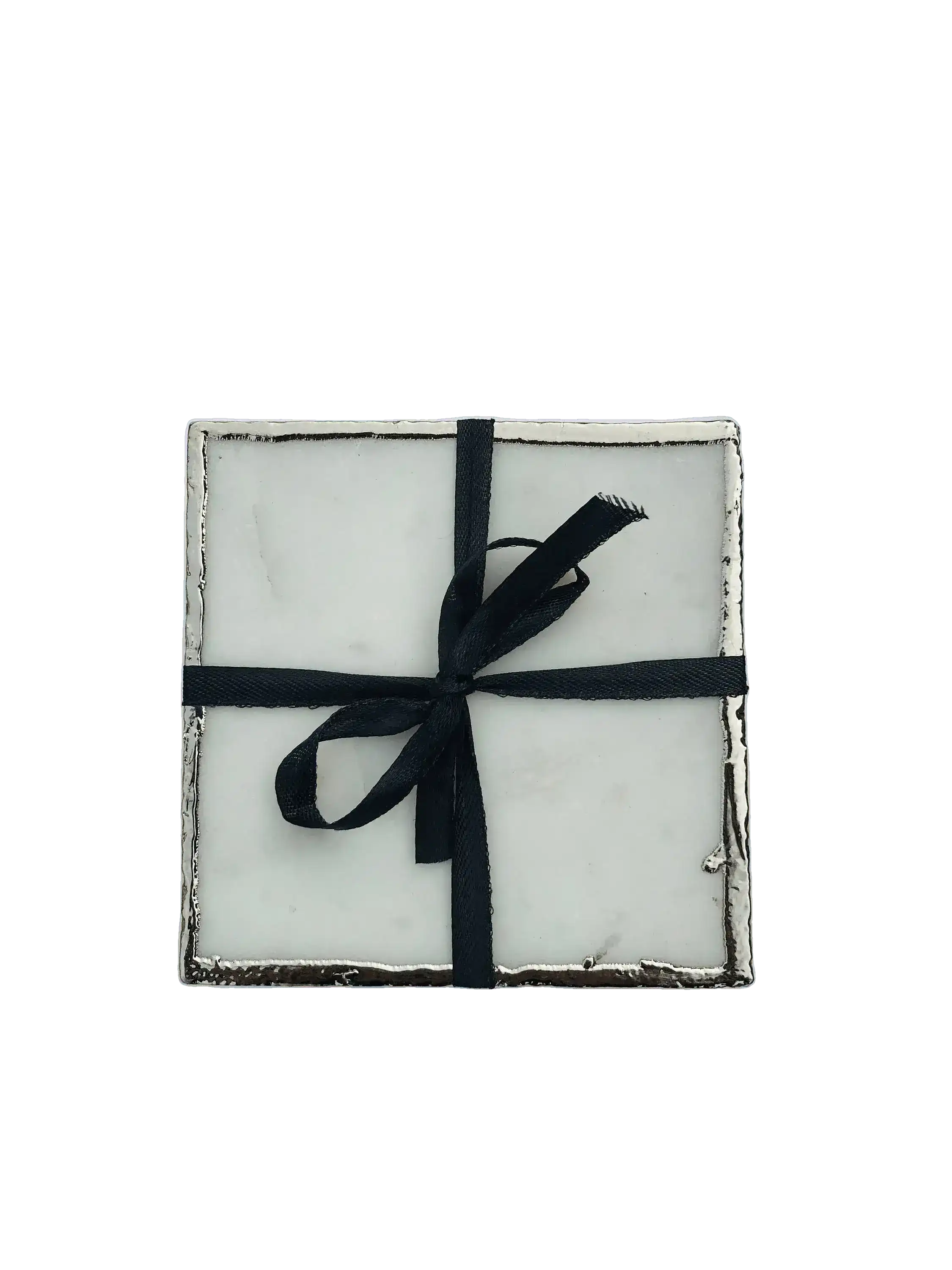 White Marble Plated Coasters - Set of 4 - Image 2