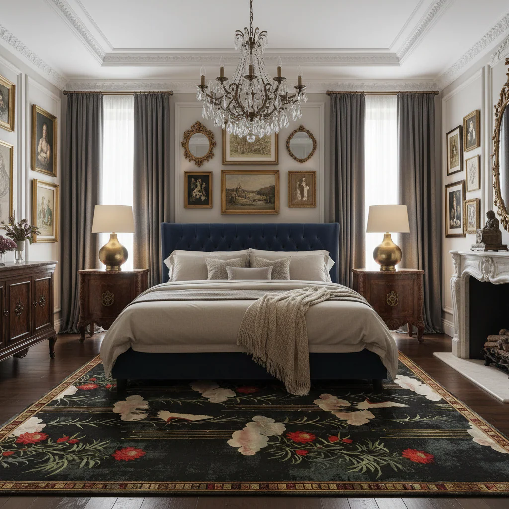 White Wings & Crimson Petals Hand Tufted Rug - Image 3