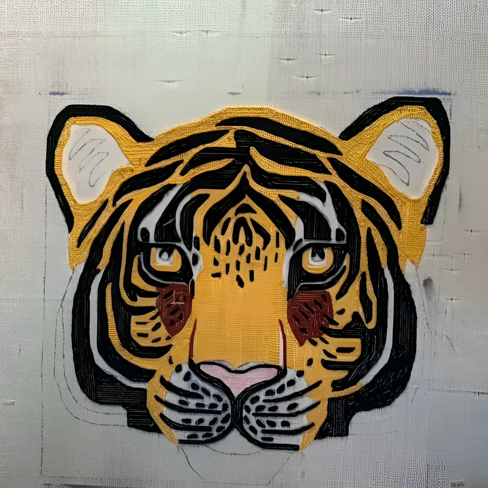 Wild Cat Tiger Face Hand-Tufted Wool Accent Rug - Image 8