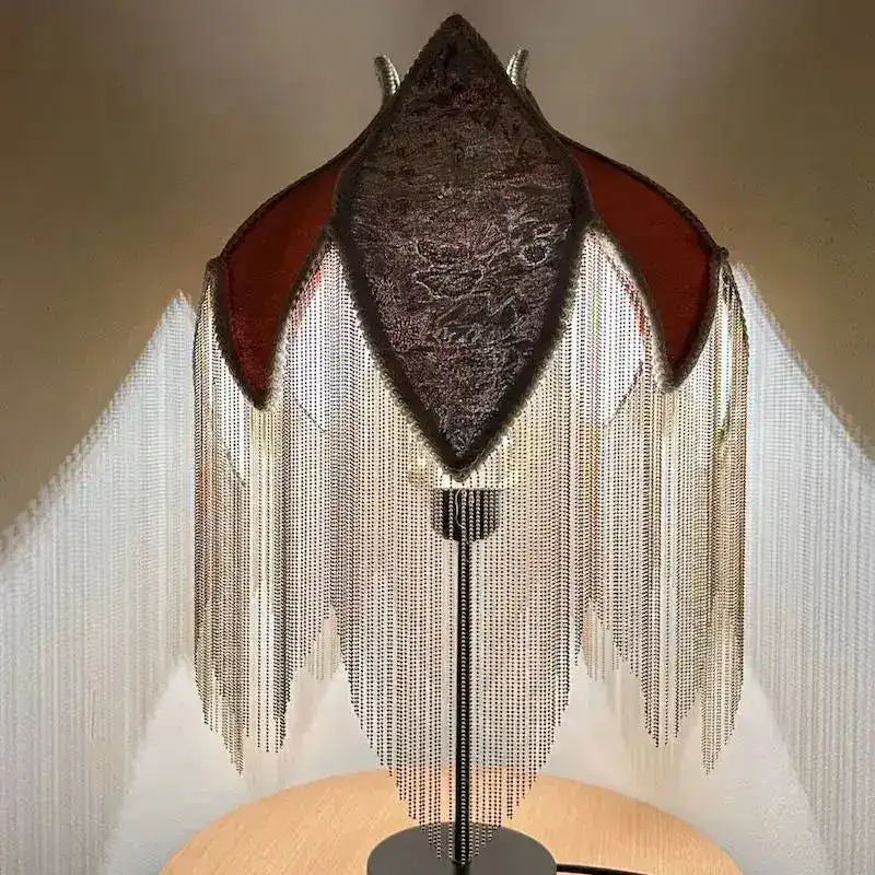 Wild Flower Velvet Orange Lampshade With Tassels - Image 6