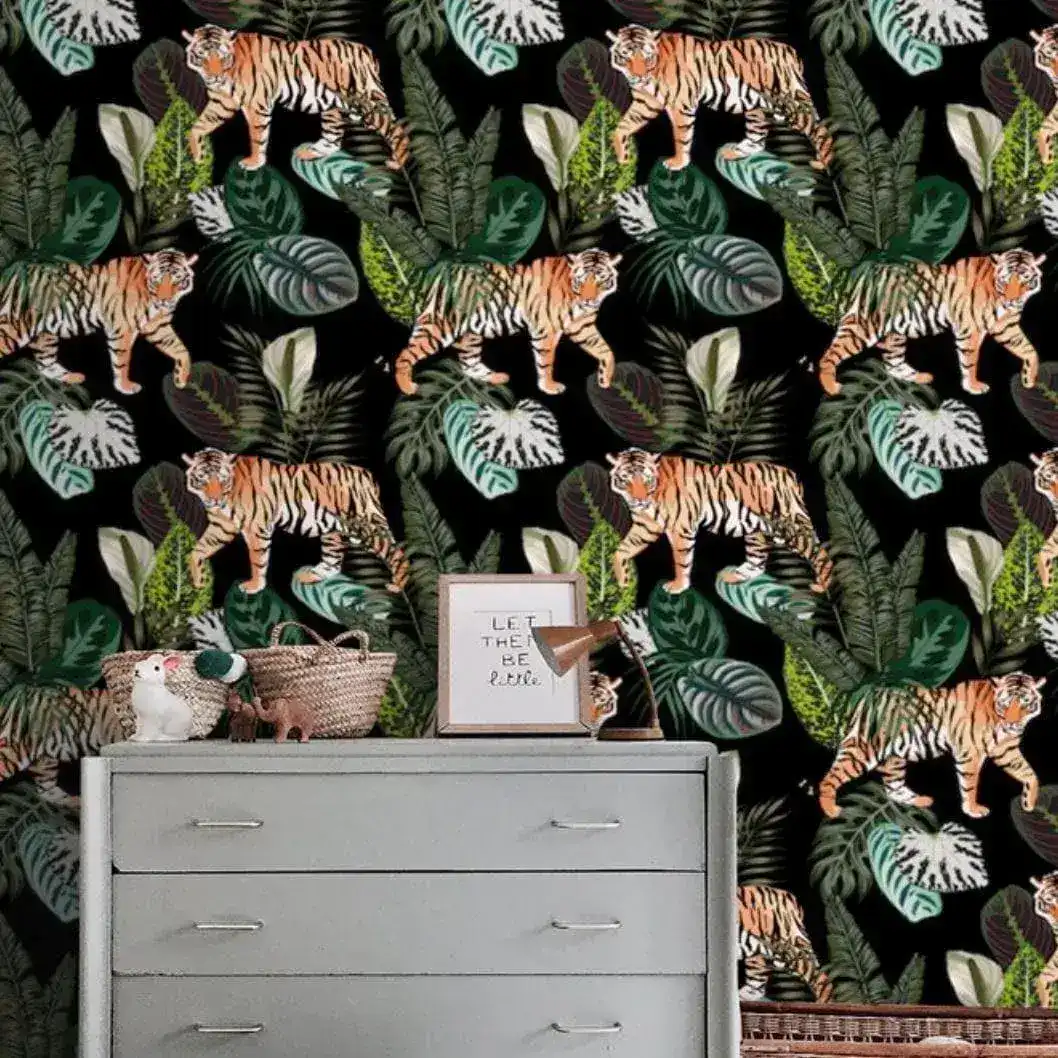 Wild Tigers in Tropical Jungle Wallpaper - Image 3