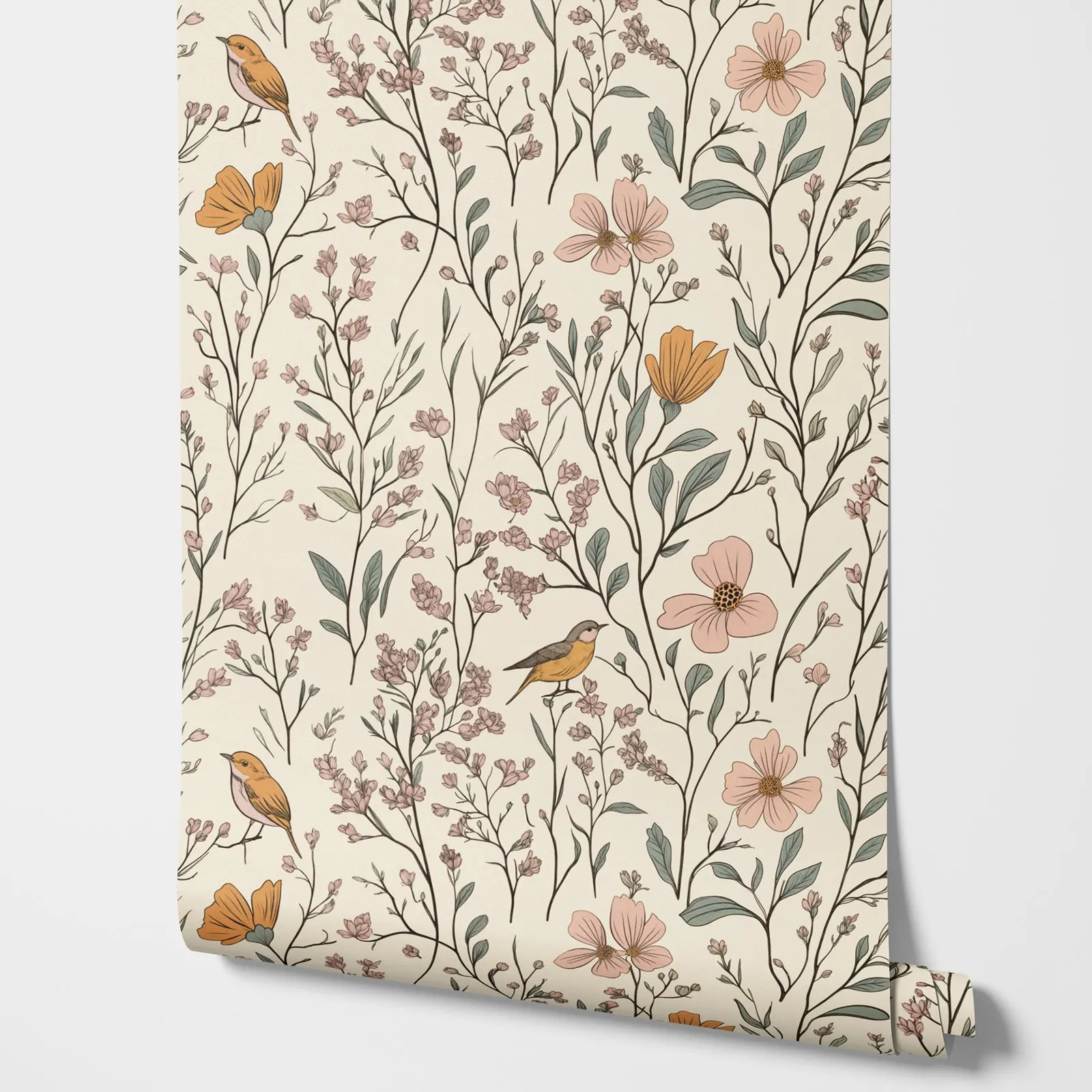 Wildflower Garden And Birds Wallpaper - Image 3