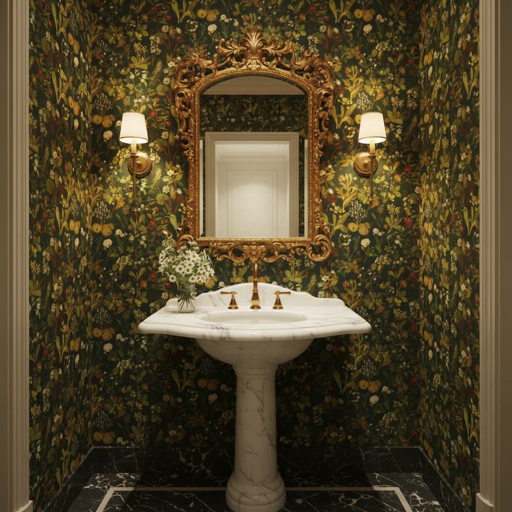 Wildflower Herbarium Forest-Green Mural - Image 2
