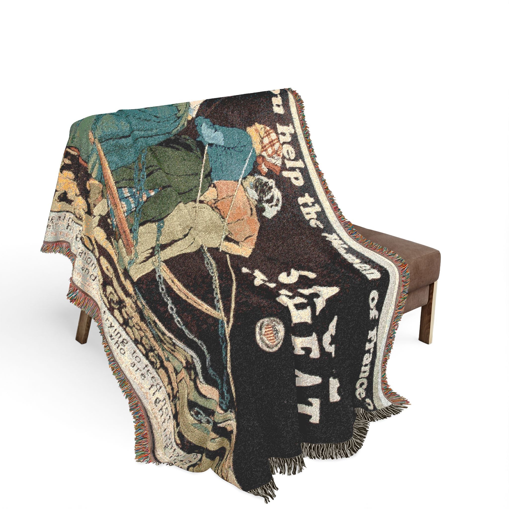 will-you-help-the-women-of-france-edward-penfield-wwi | Woven Tapestry Blanket - Image 3