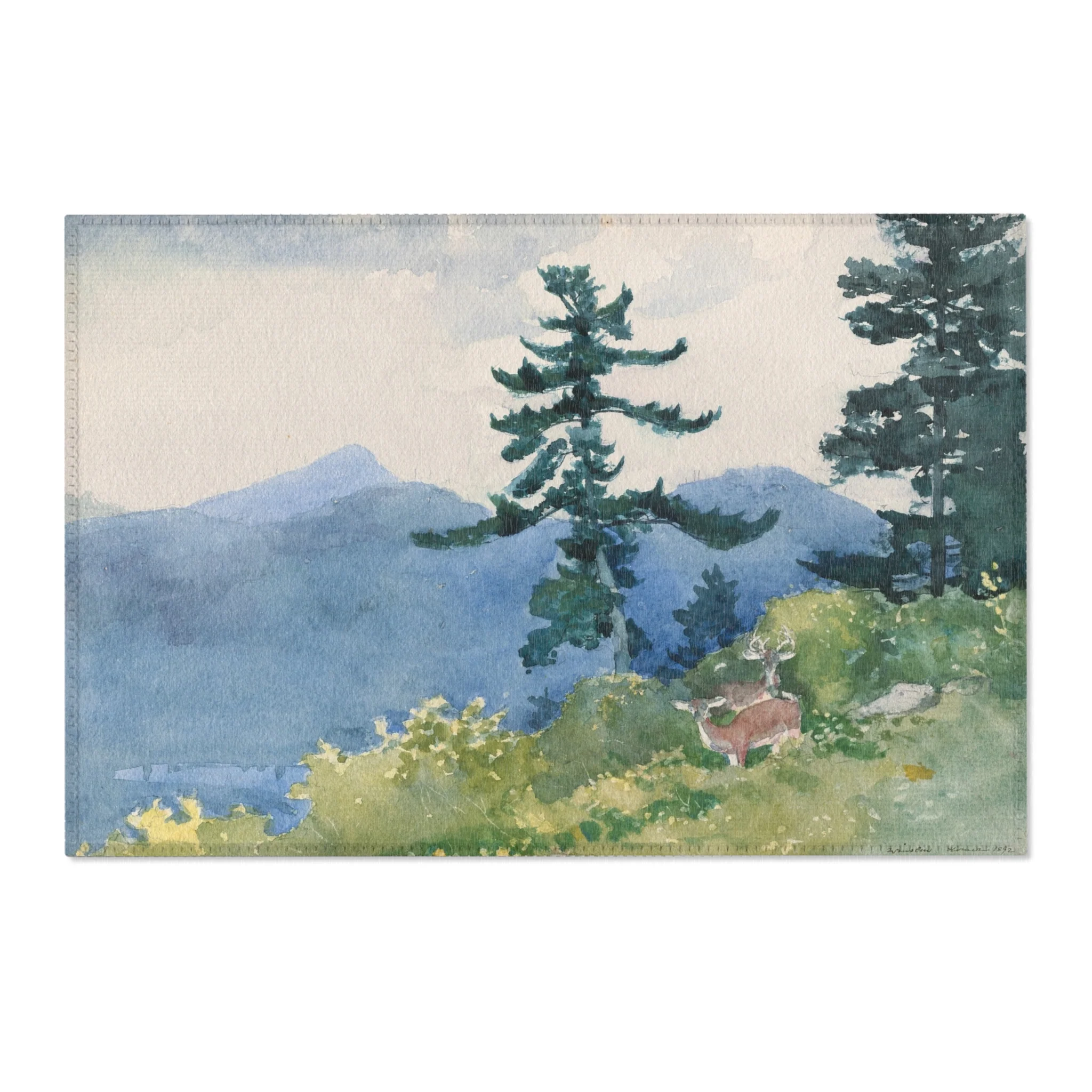 Winslow Homer - North Woods Club, Adirondacks (The Interrupted Tete-a-Tete) | Area Rug - Image 4