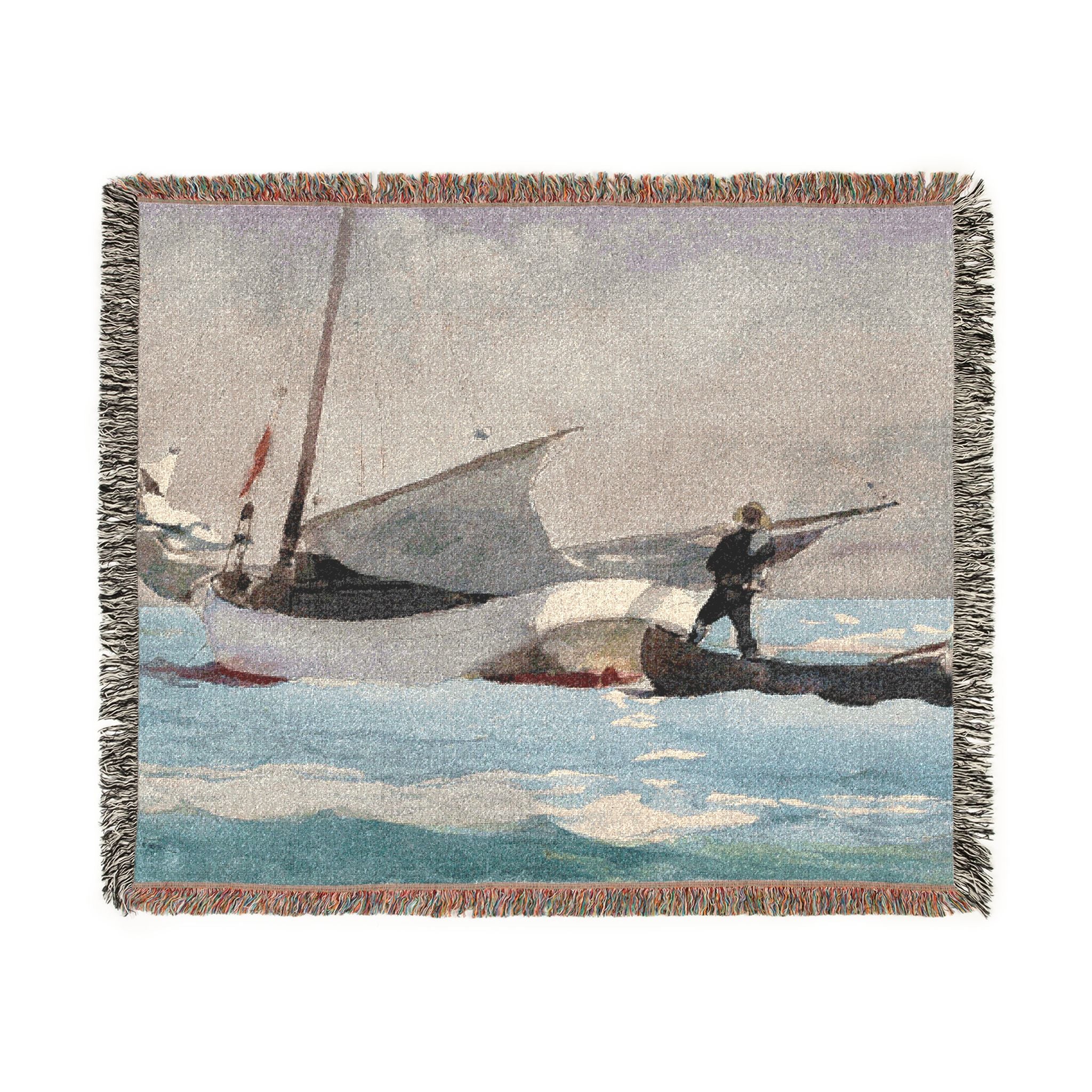 Winslow Homer - Stowing Sail | Woven Tapestry Blanket - Image 2