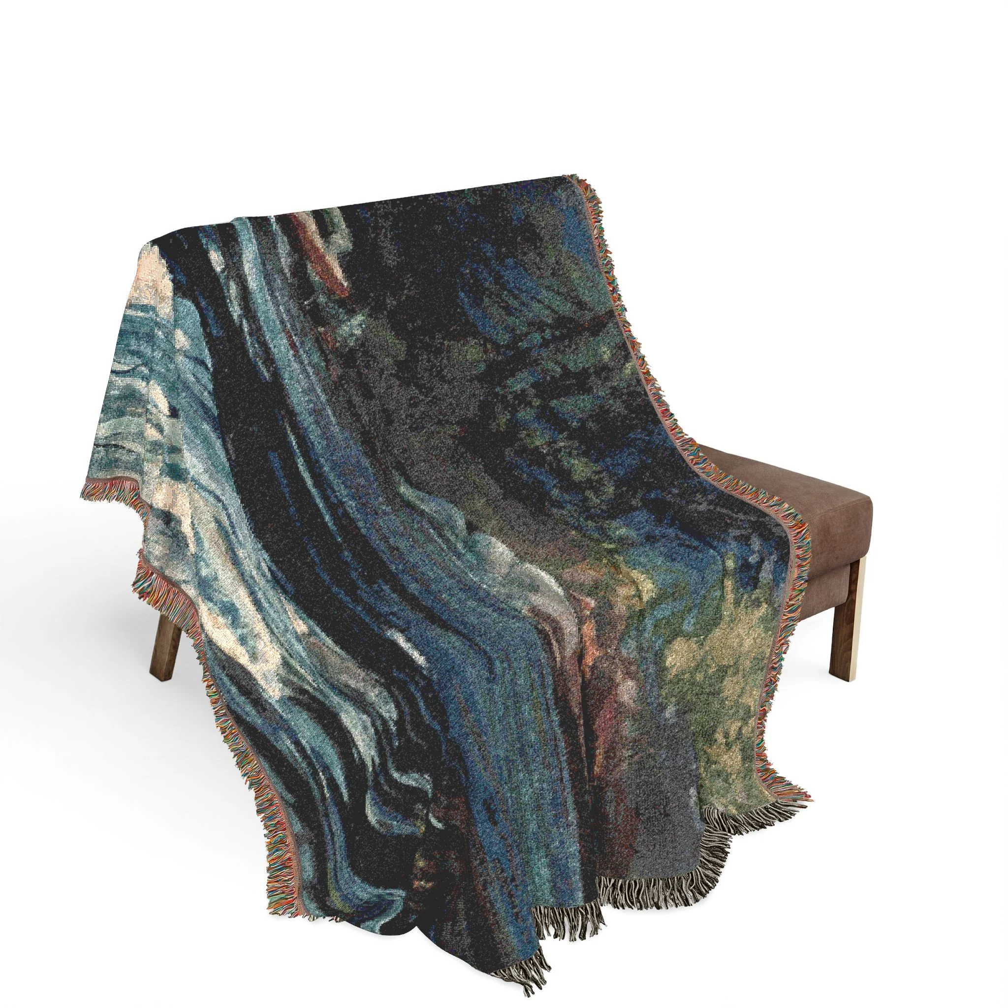 Winslow Homer - The Rapids, Hudson River, Adirondacks | Woven Tapestry Blanket - Image 3