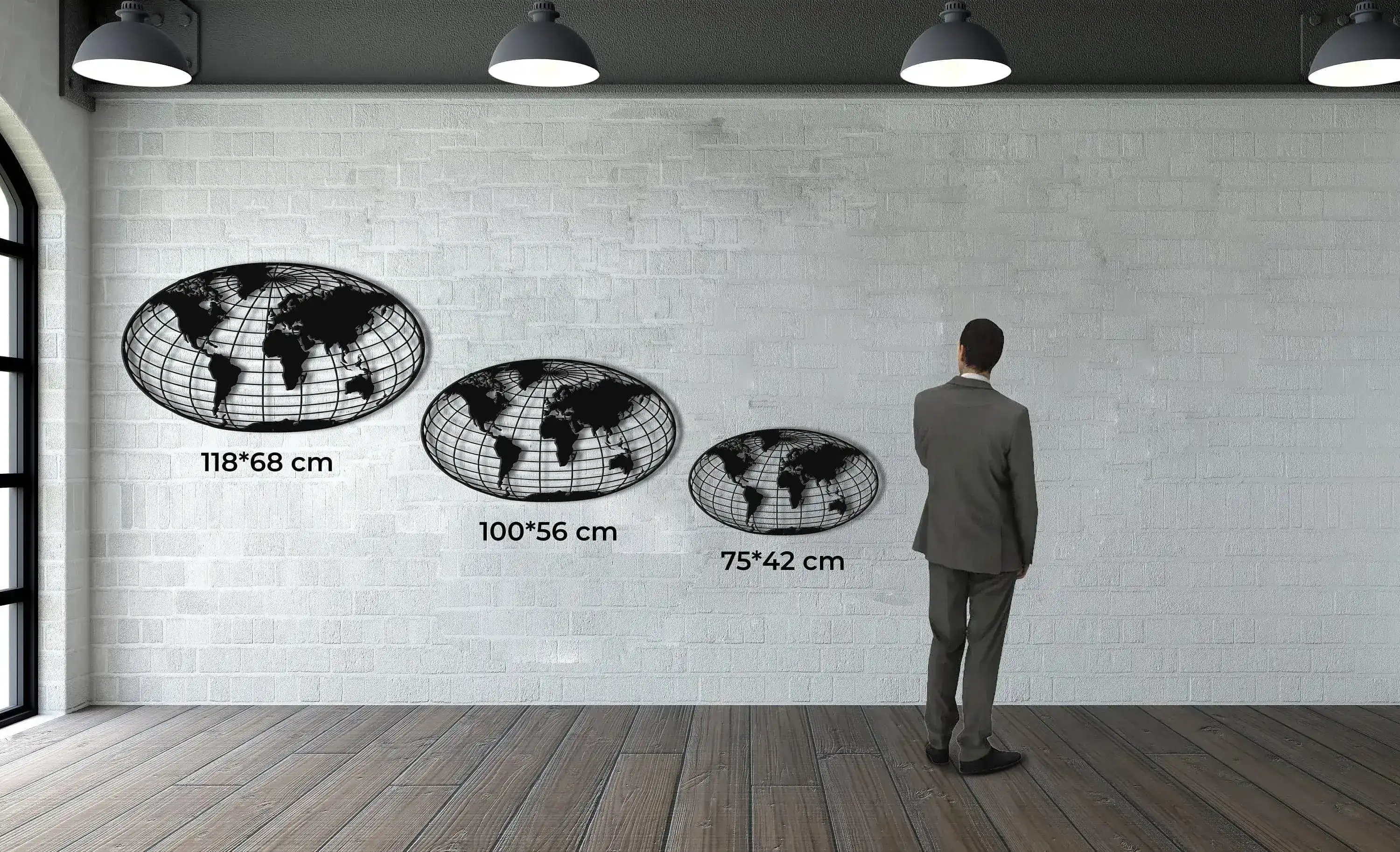 World Map Meridian Metal Wall Art - Image 8