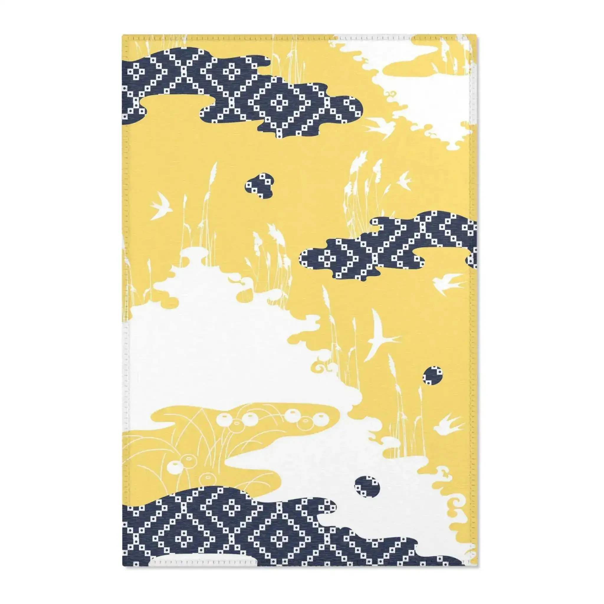 Yellow and Navy Cloud Pattern Accent Rug - Image 2