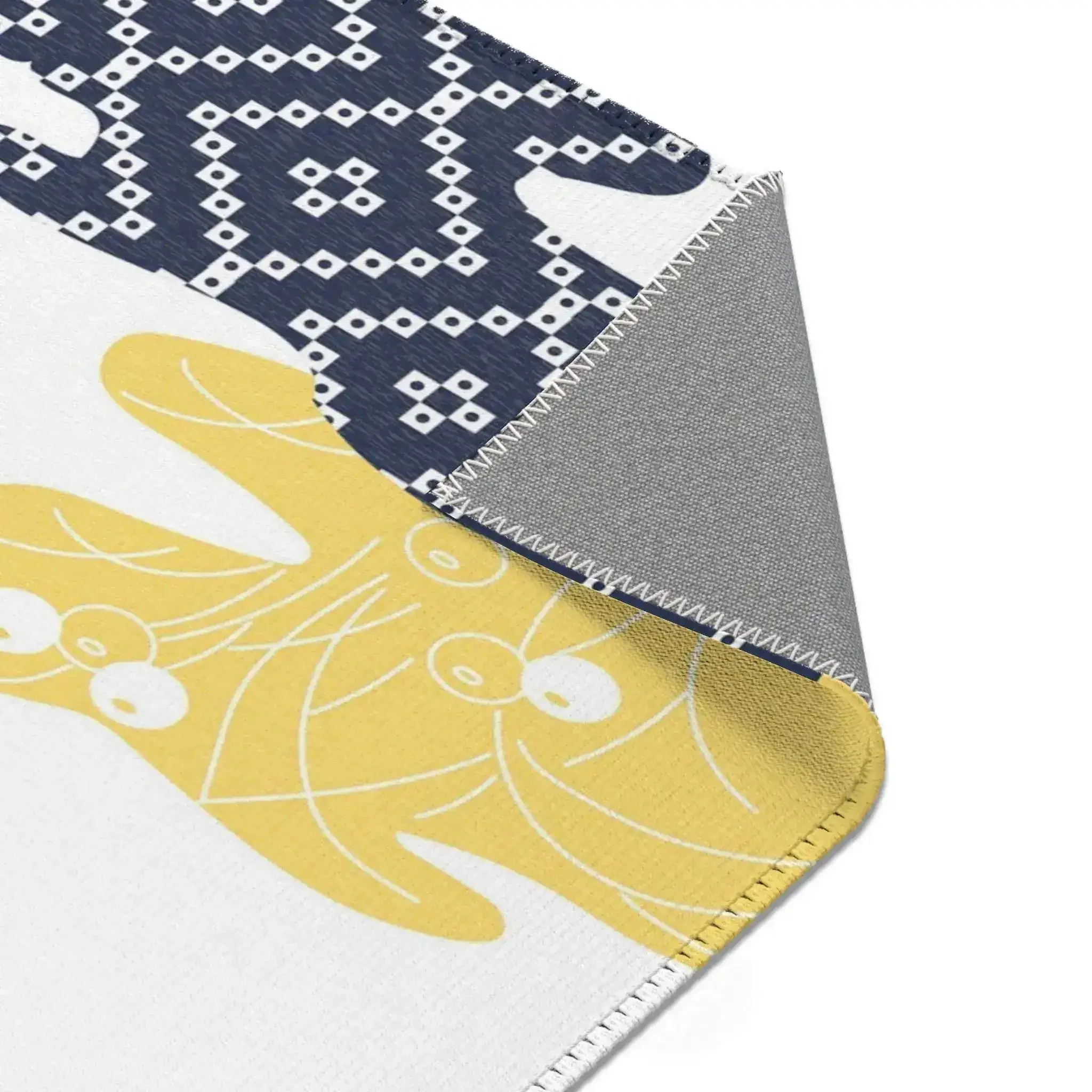 Yellow and Navy Cloud Pattern Accent Rug - Image 5