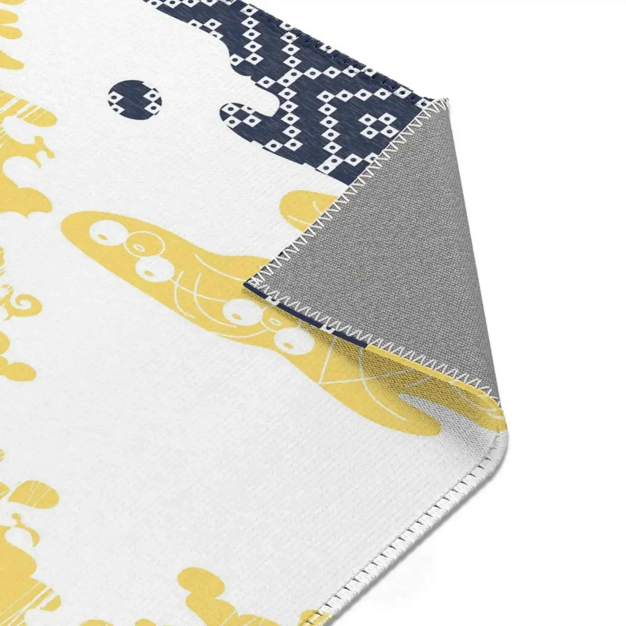 Yellow and Navy Cloud Pattern Accent Rug - Image 6