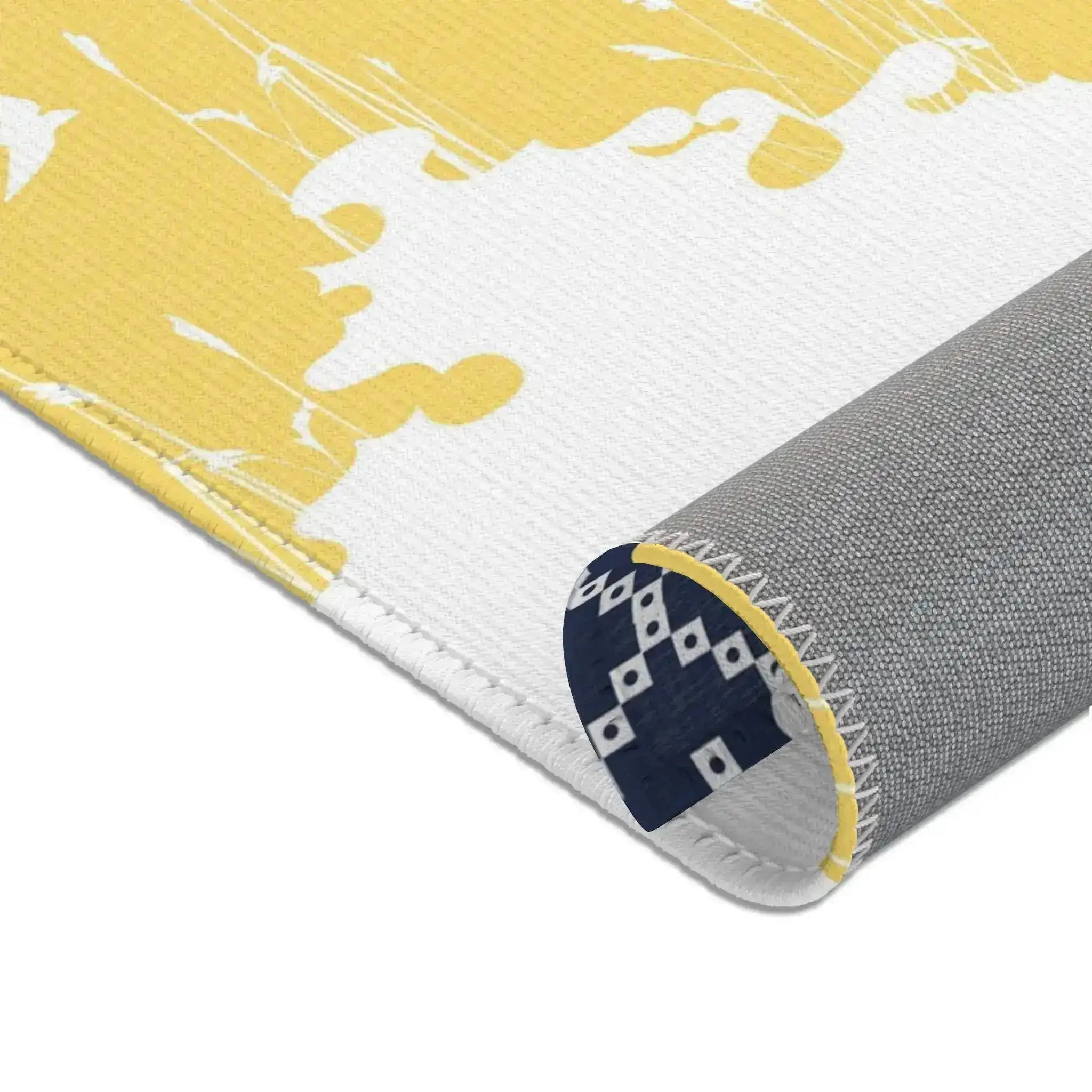 Yellow and Navy Cloud Pattern Accent Rug - Image 7