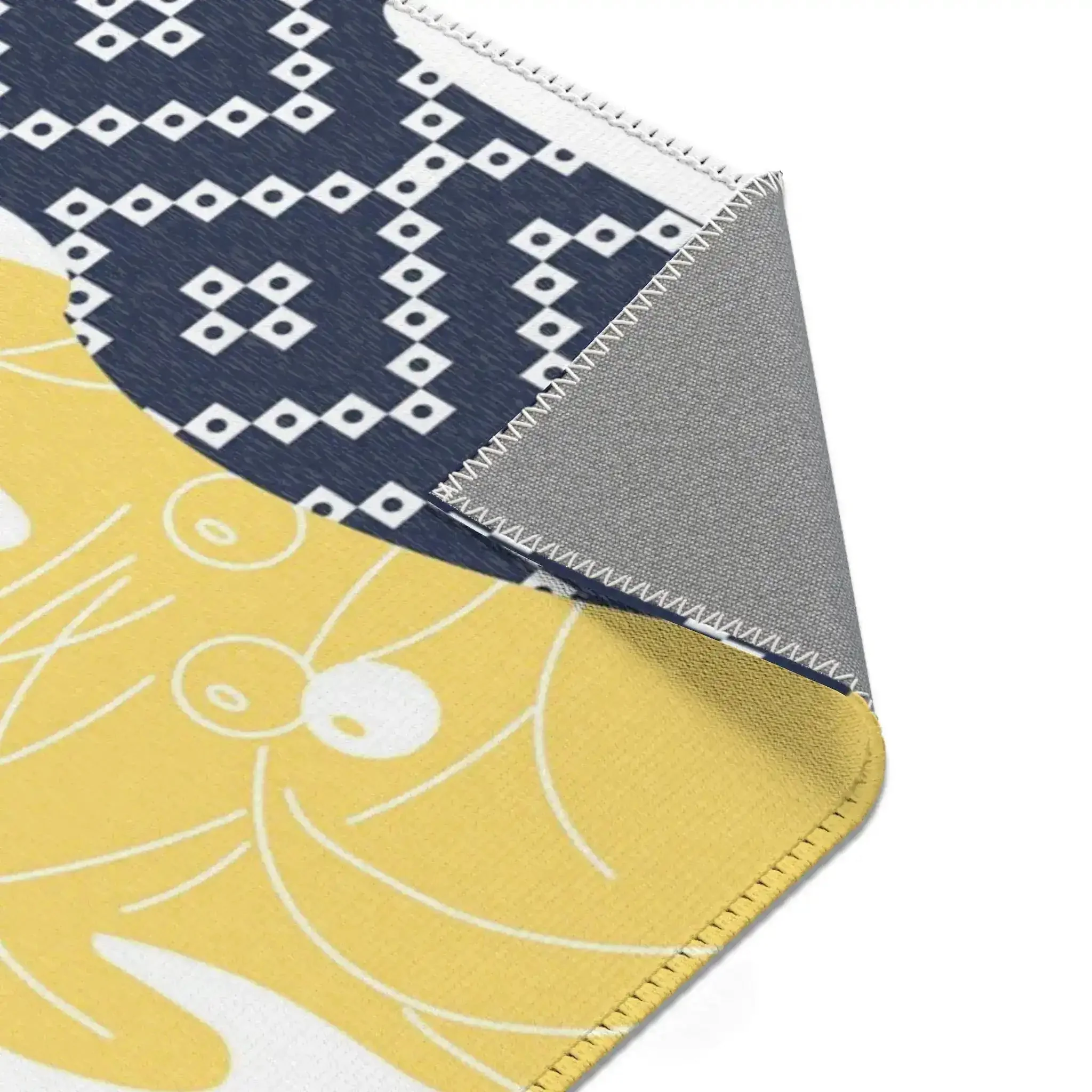 Yellow and Navy Cloud Pattern Accent Rug - Image 8