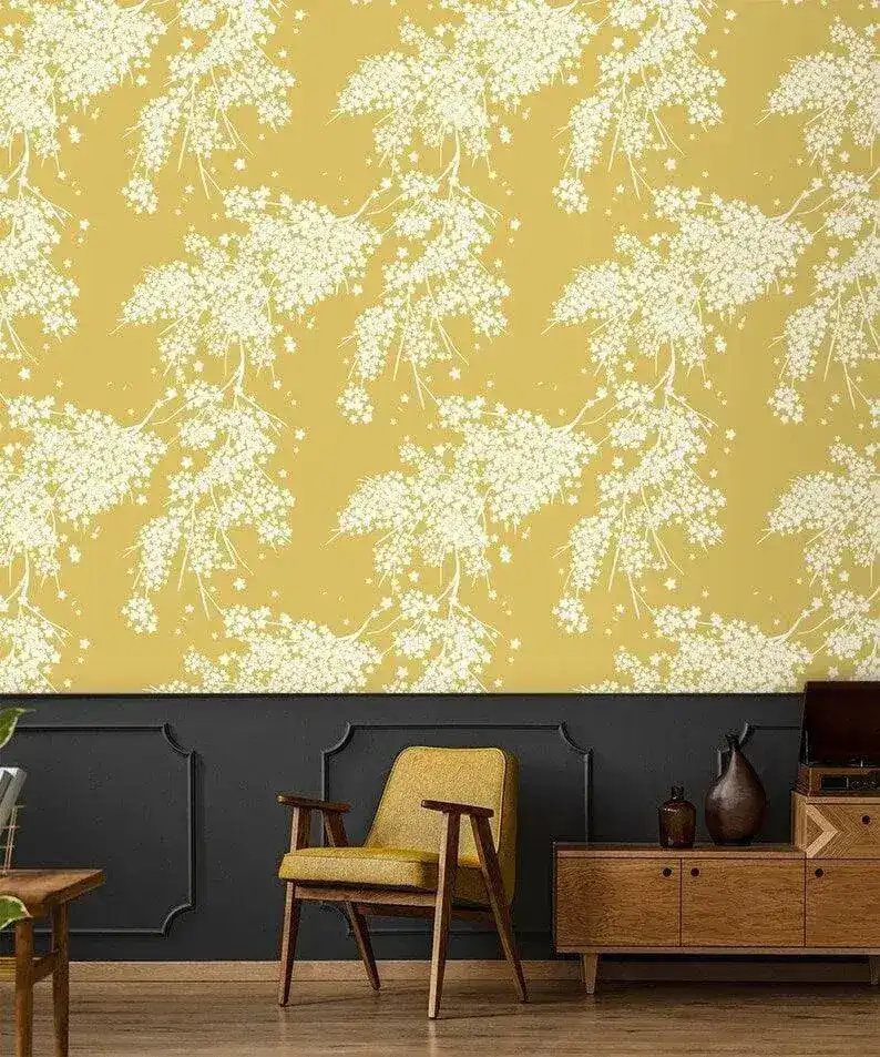 Yellow and White Floral Wallpaper - Image 3