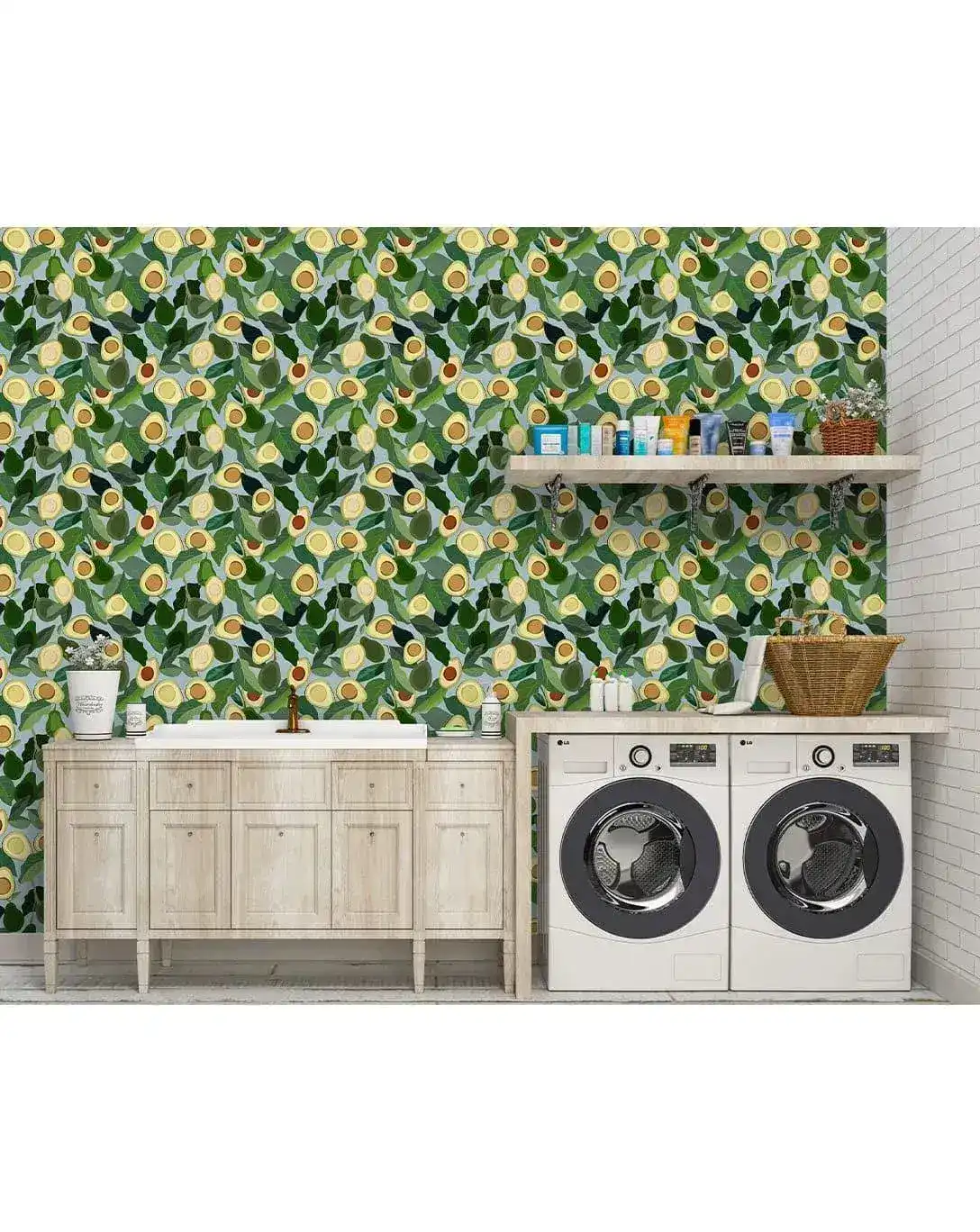 Yellow Avocado Green Leaves Kitchen Wallpaper - Image 5