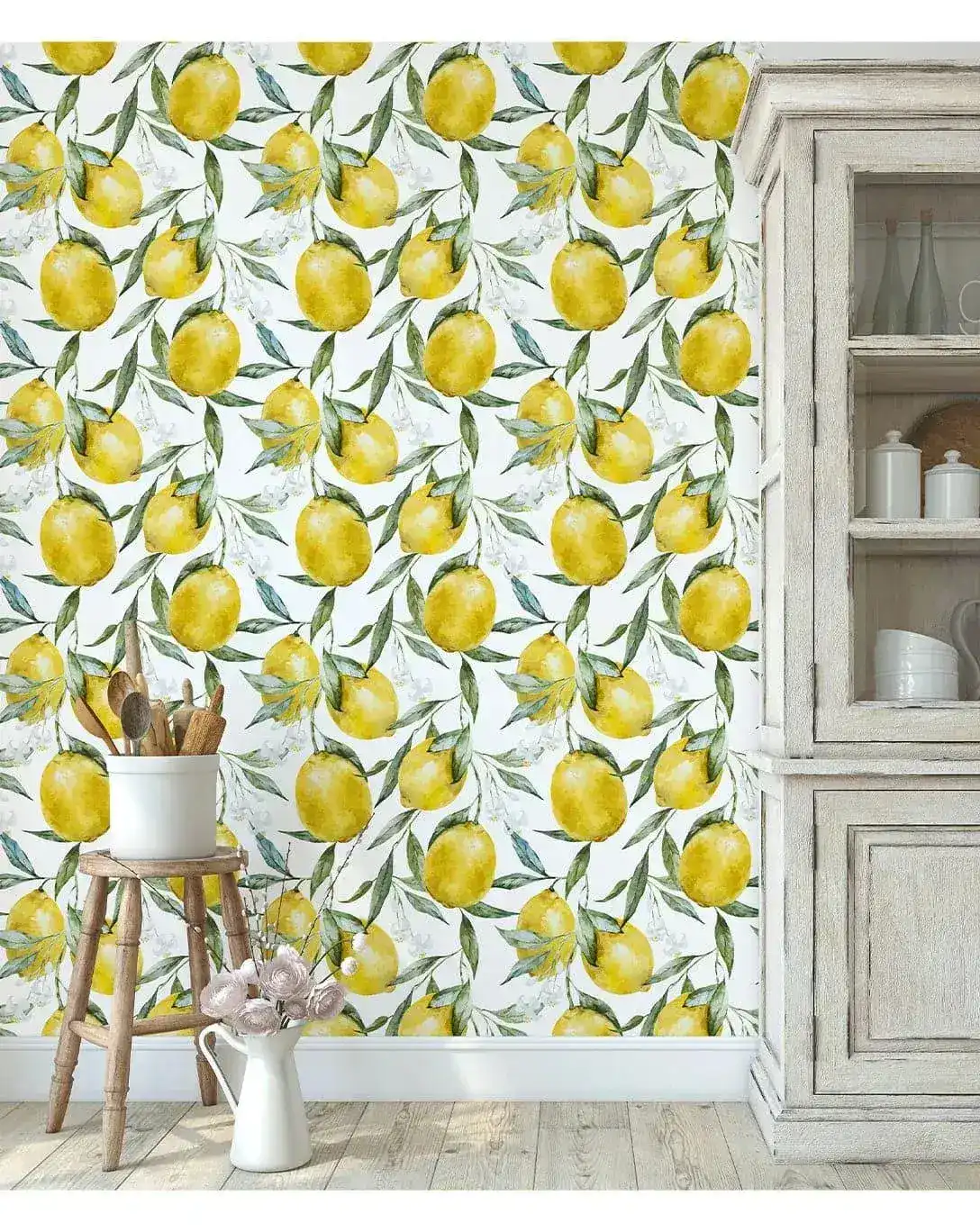 Yellow Lemon Green Fruit Kitchen Removable Wallpaper - Image 3