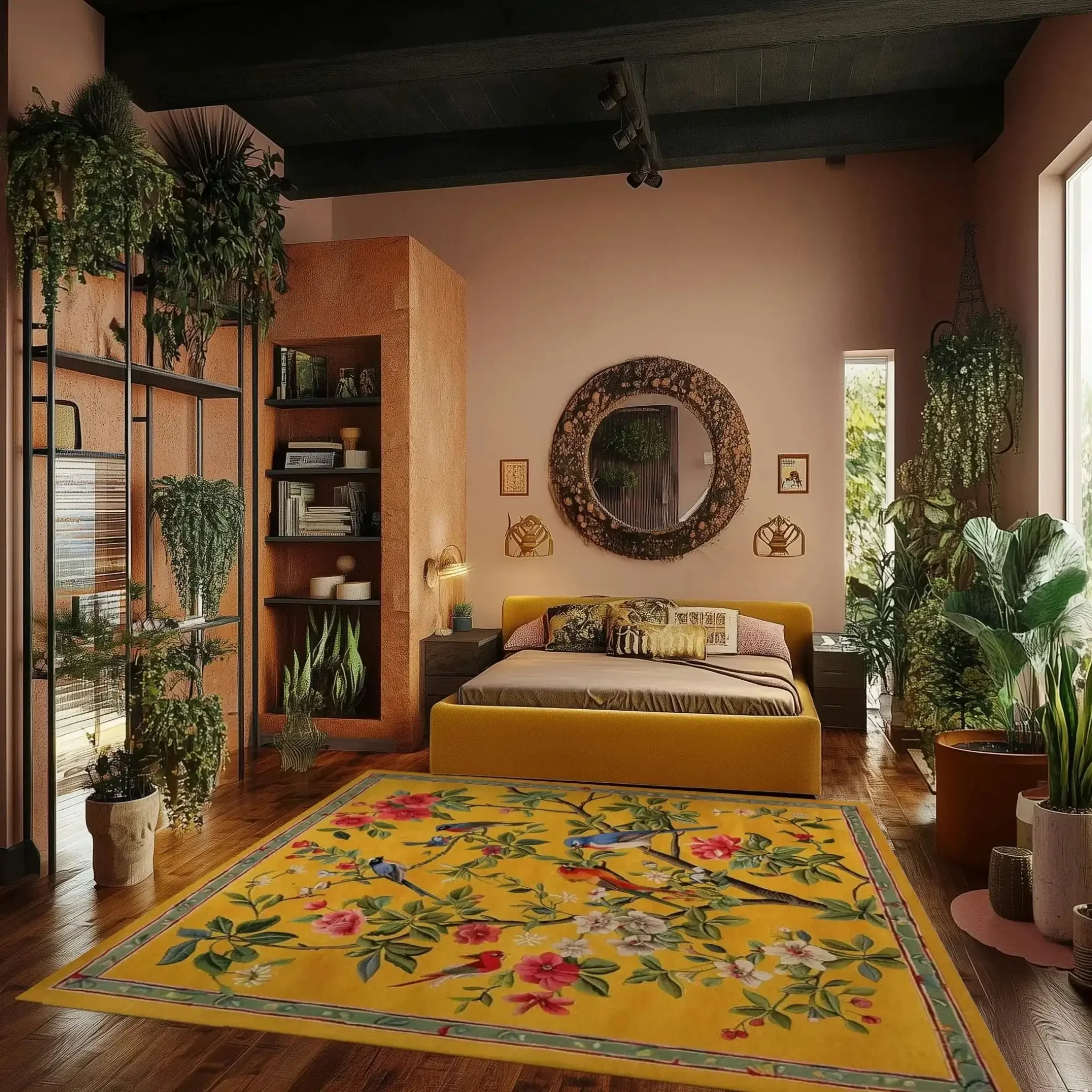 Yellow Meadow Harmony Square Viscose Tufted Rug - Image 3
