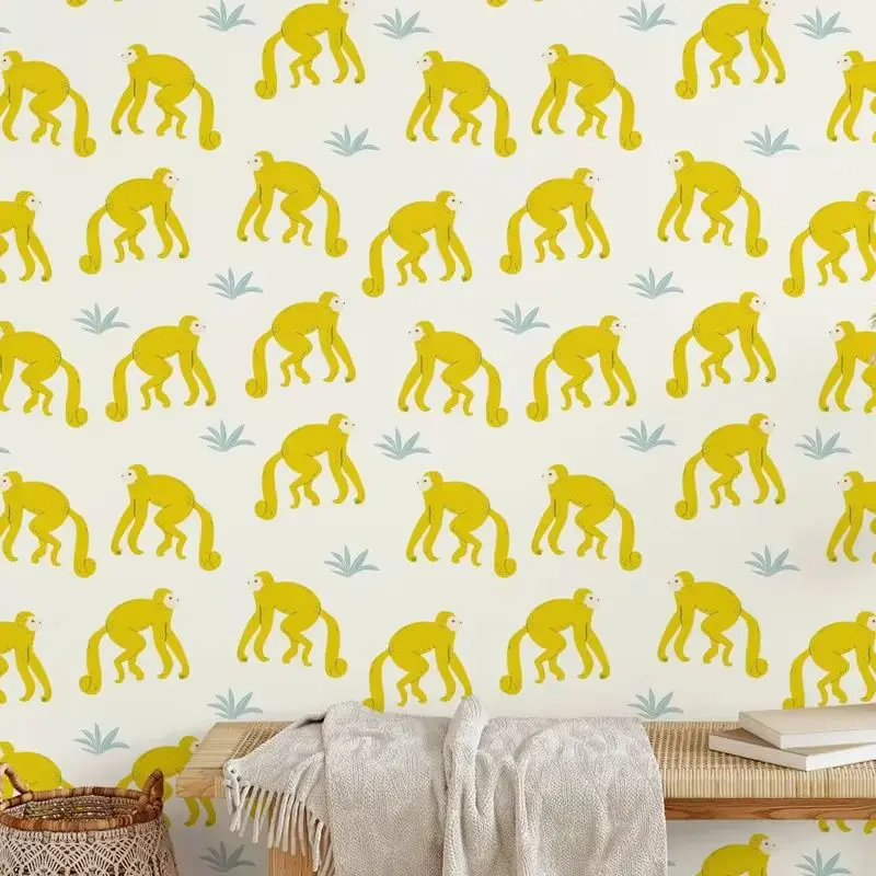 Yellow Monkeys Tropical Wallpaper - Image 5