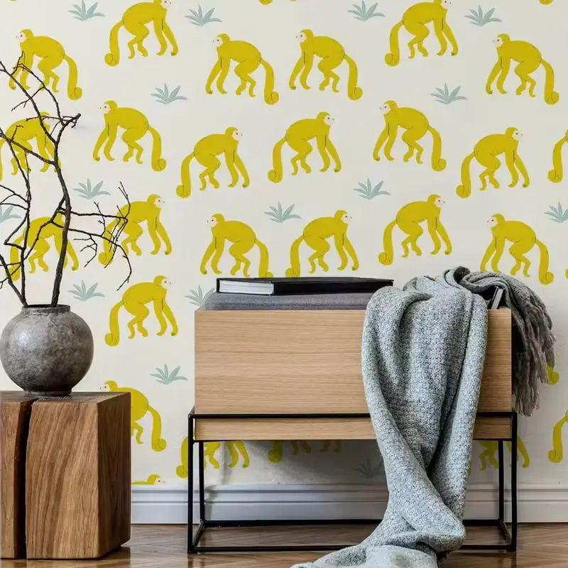 Yellow Monkeys Tropical Wallpaper - Image 7