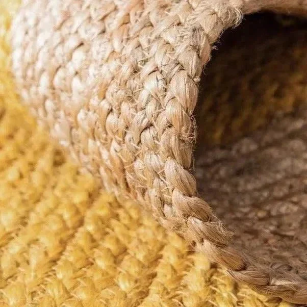 Yellow Rectangular Jute Rug - Image 3