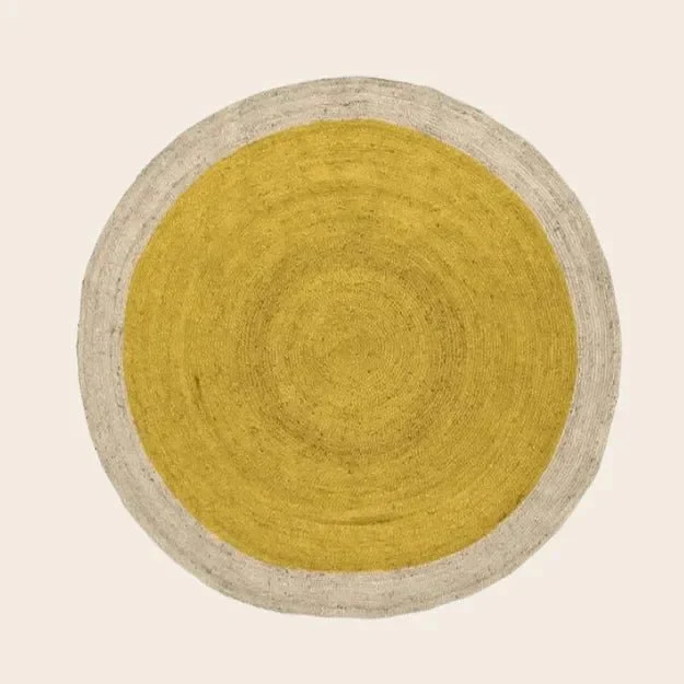 Yellow Round Jute Rug - Image 3