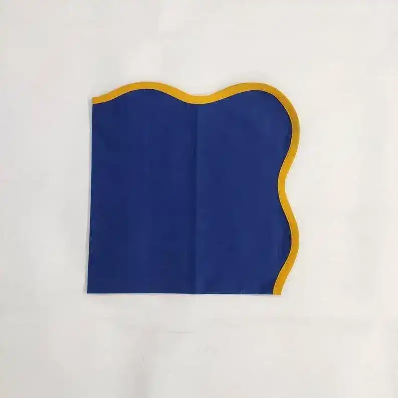 Yellow Scalloped Royal Blue Cotton Placemats - Image 7