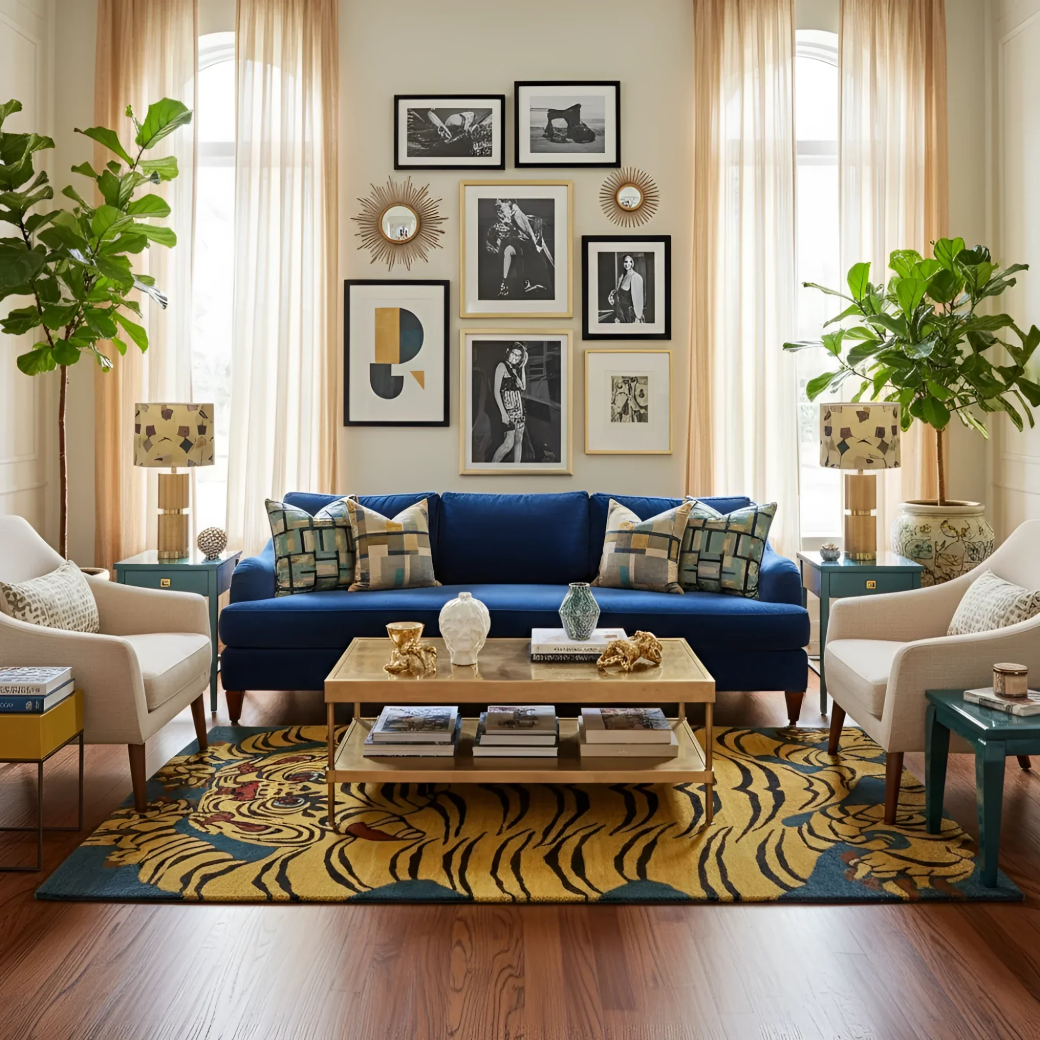 Yellow Tibetan Tiger Hand Tufted Wool Rug - Image 9