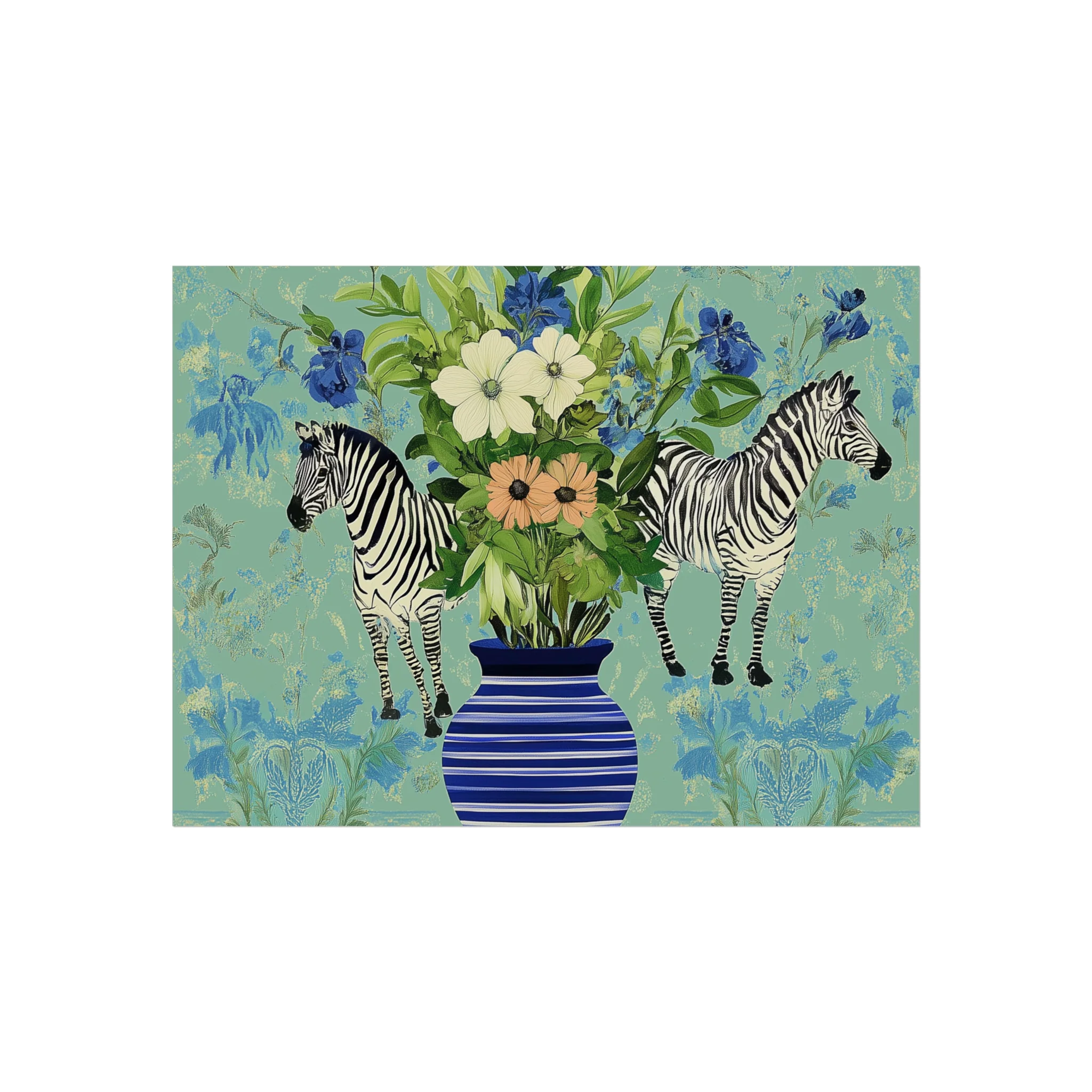 Zebra and Floral Vase Fine Art Poster - Image 5