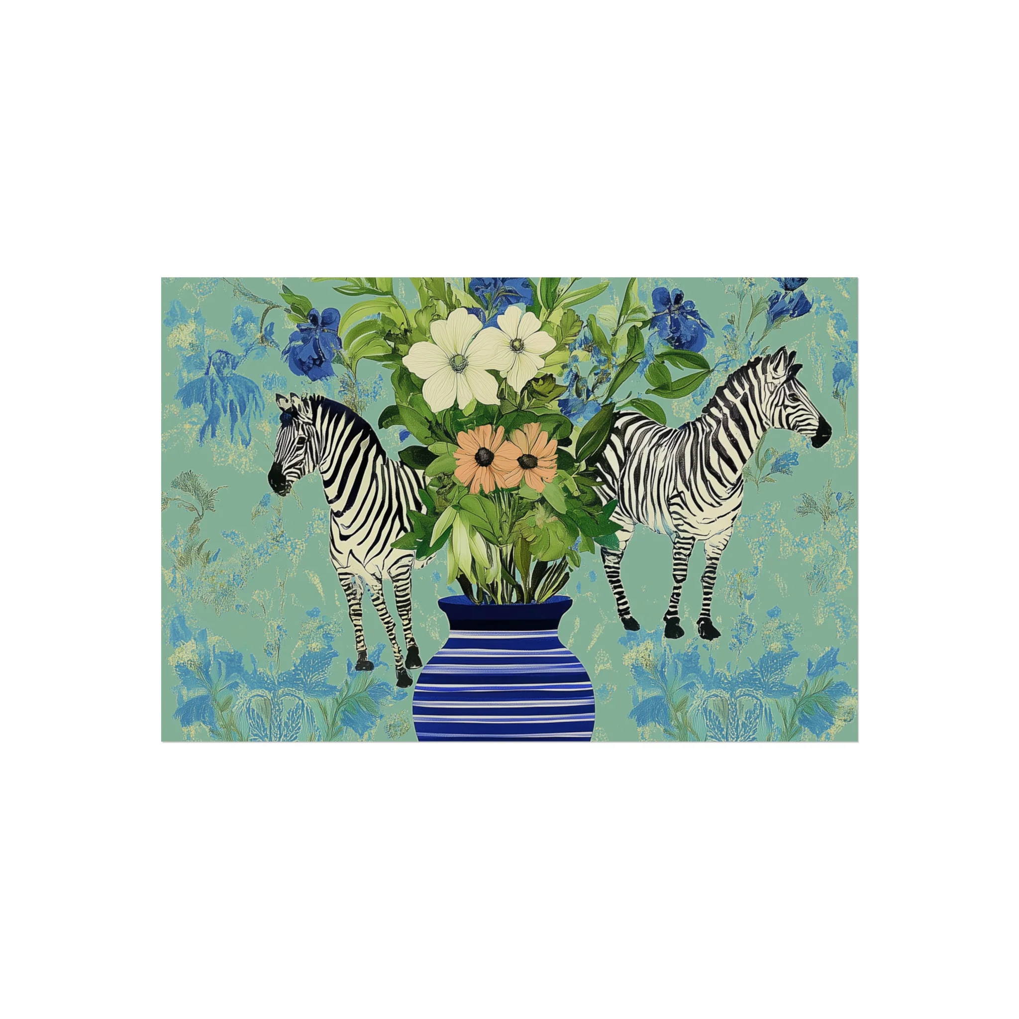 Zebra and Floral Vase Fine Art Poster - Image 7