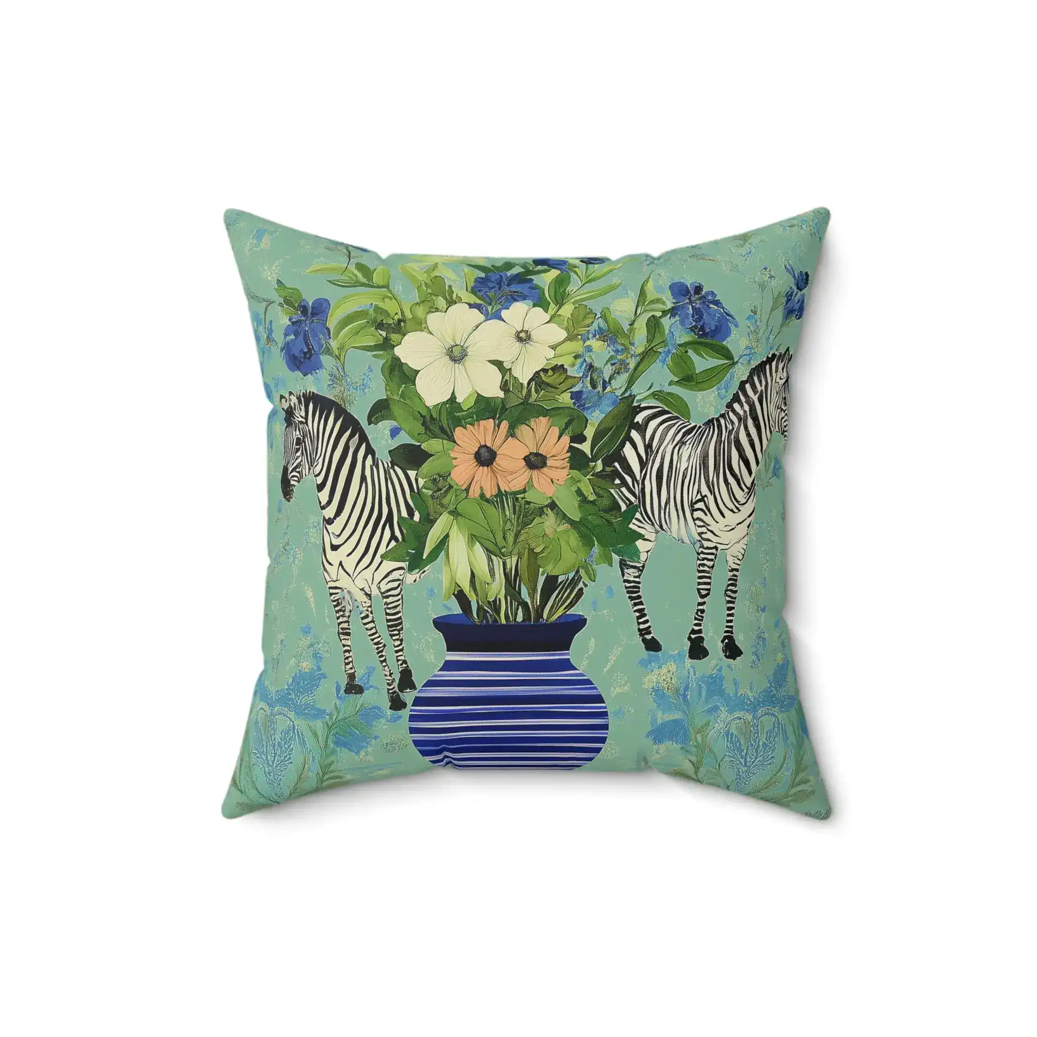 Zebra and Floral Vase Throw Pillow - Image 3