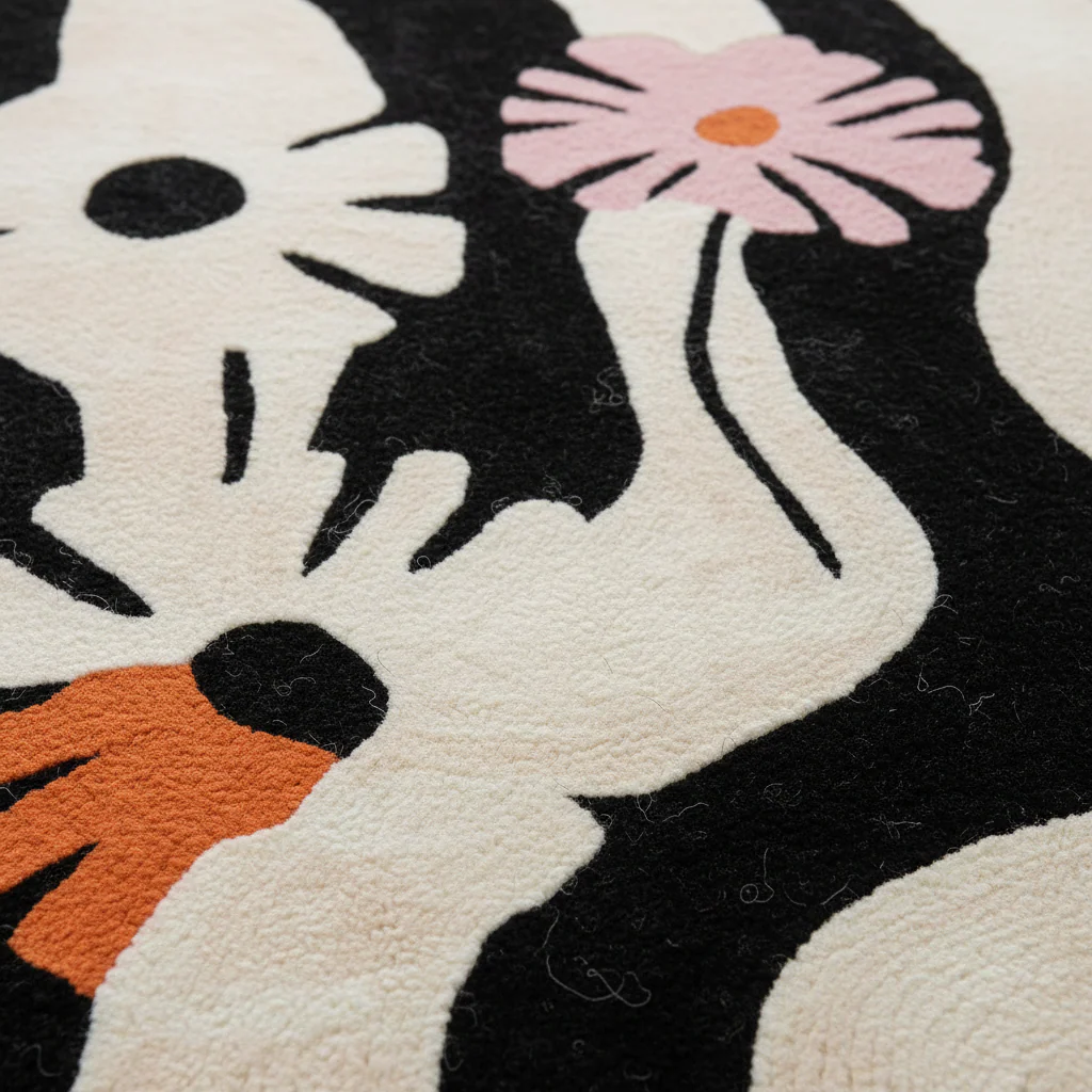 Zebra Bloom Hand Tufted Wool Rug - Image 3