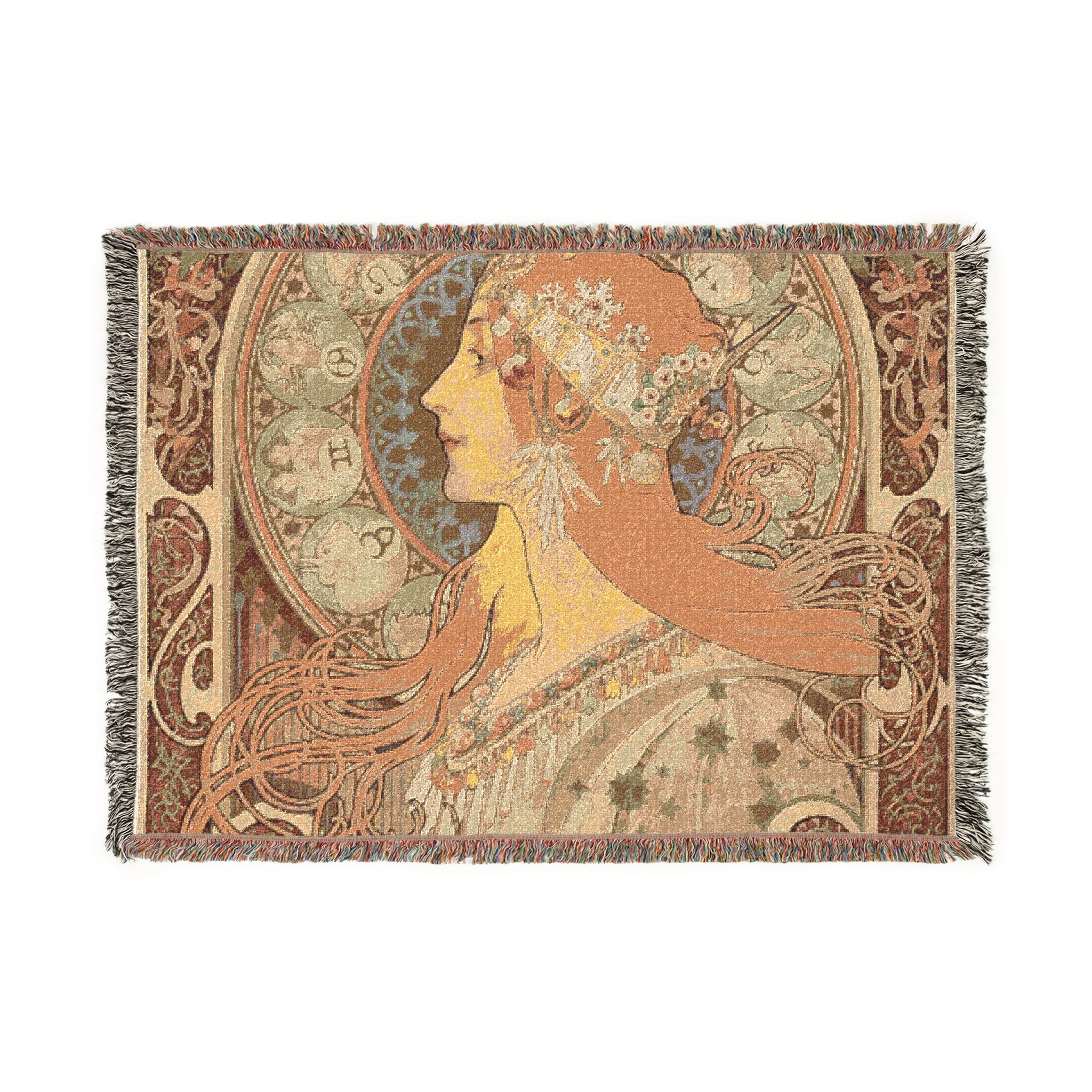 zodiaque-la-plume-alphonse-mucha | Woven Tapestry Blanket
