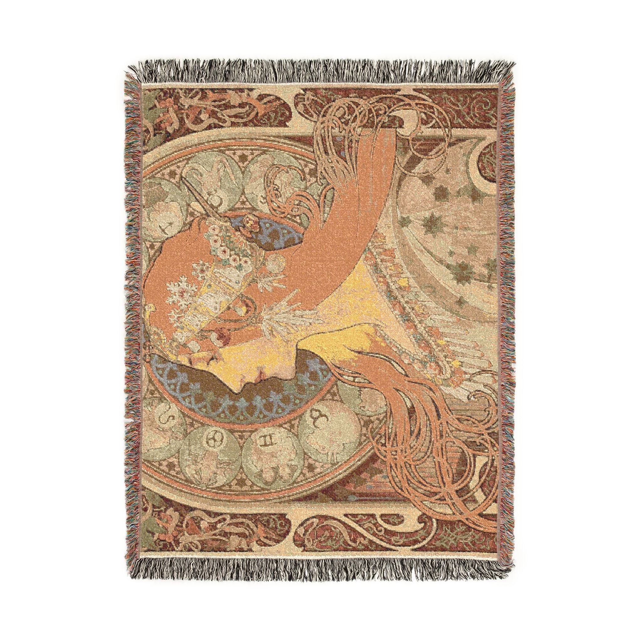 zodiaque-la-plume-alphonse-mucha | Woven Tapestry Blanket - Image 11