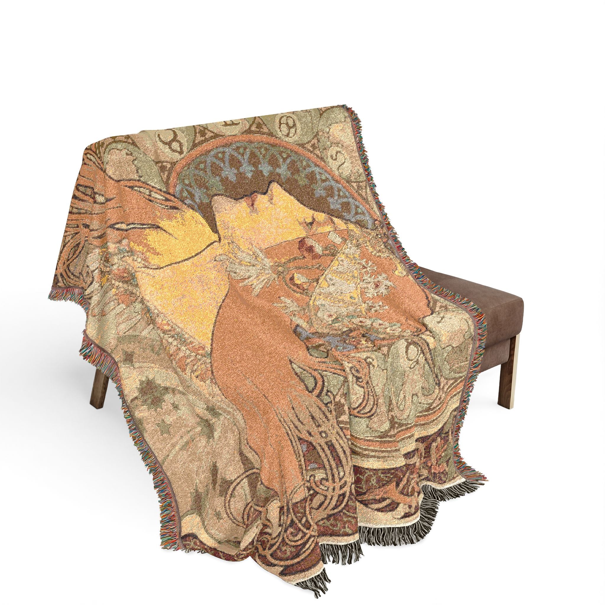 zodiaque-la-plume-alphonse-mucha | Woven Tapestry Blanket - Image 3