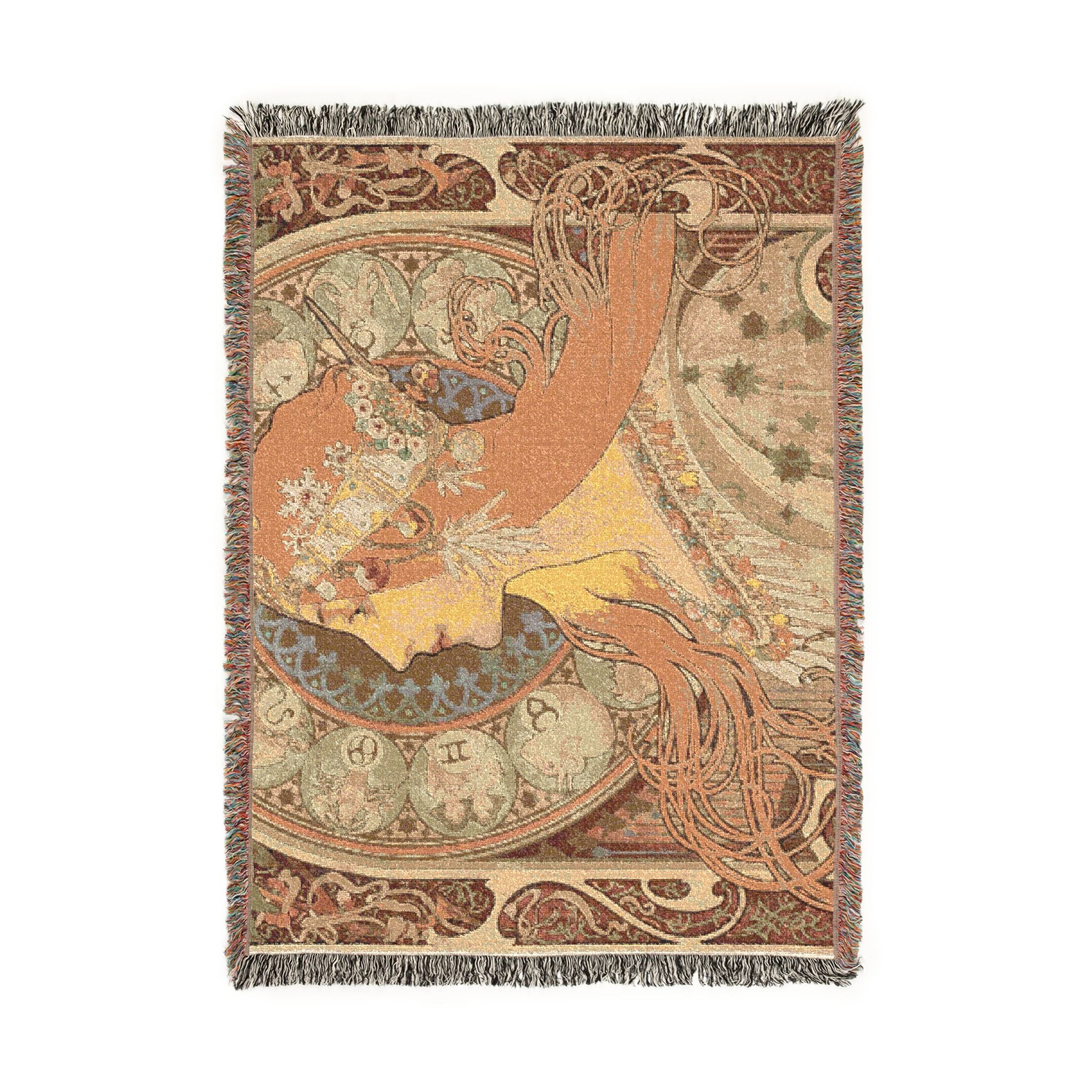 zodiaque-la-plume-alphonse-mucha | Woven Tapestry Blanket - Image 6