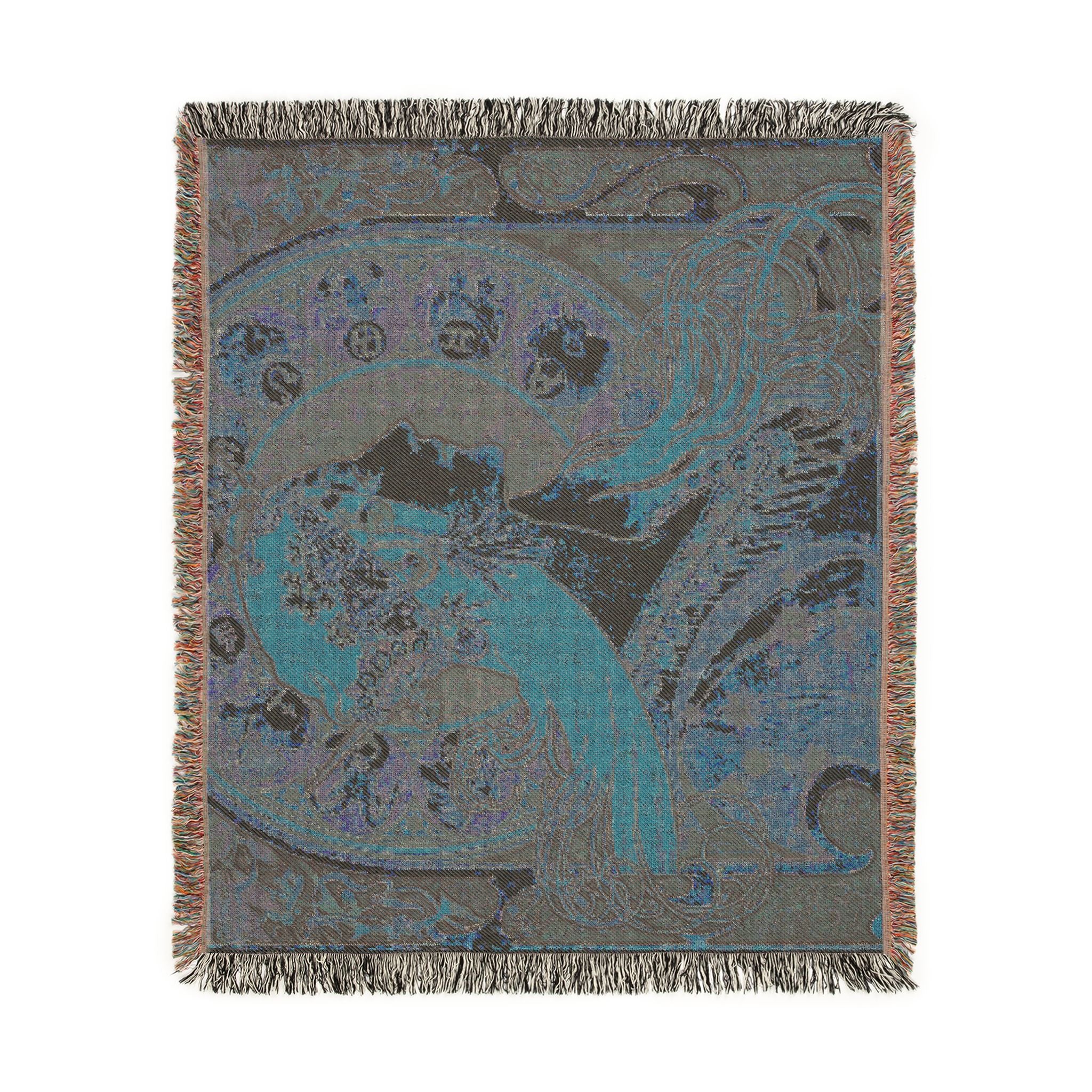 zodiaque-la-plume-alphonse-mucha | Woven Tapestry Blanket - Image 9